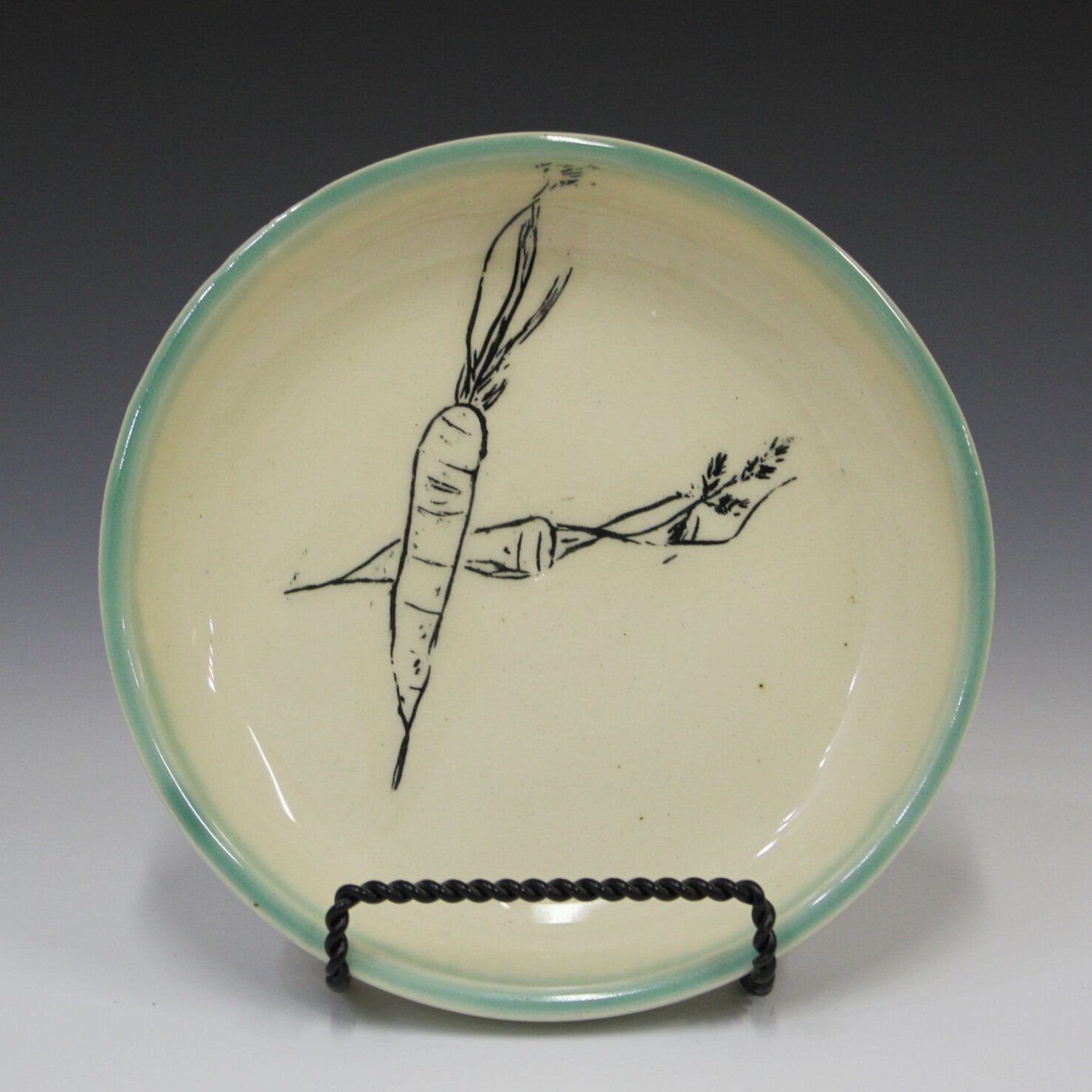 Serendipity Garden Plate — CarrotsPorcelain, Mishima Carving 2021