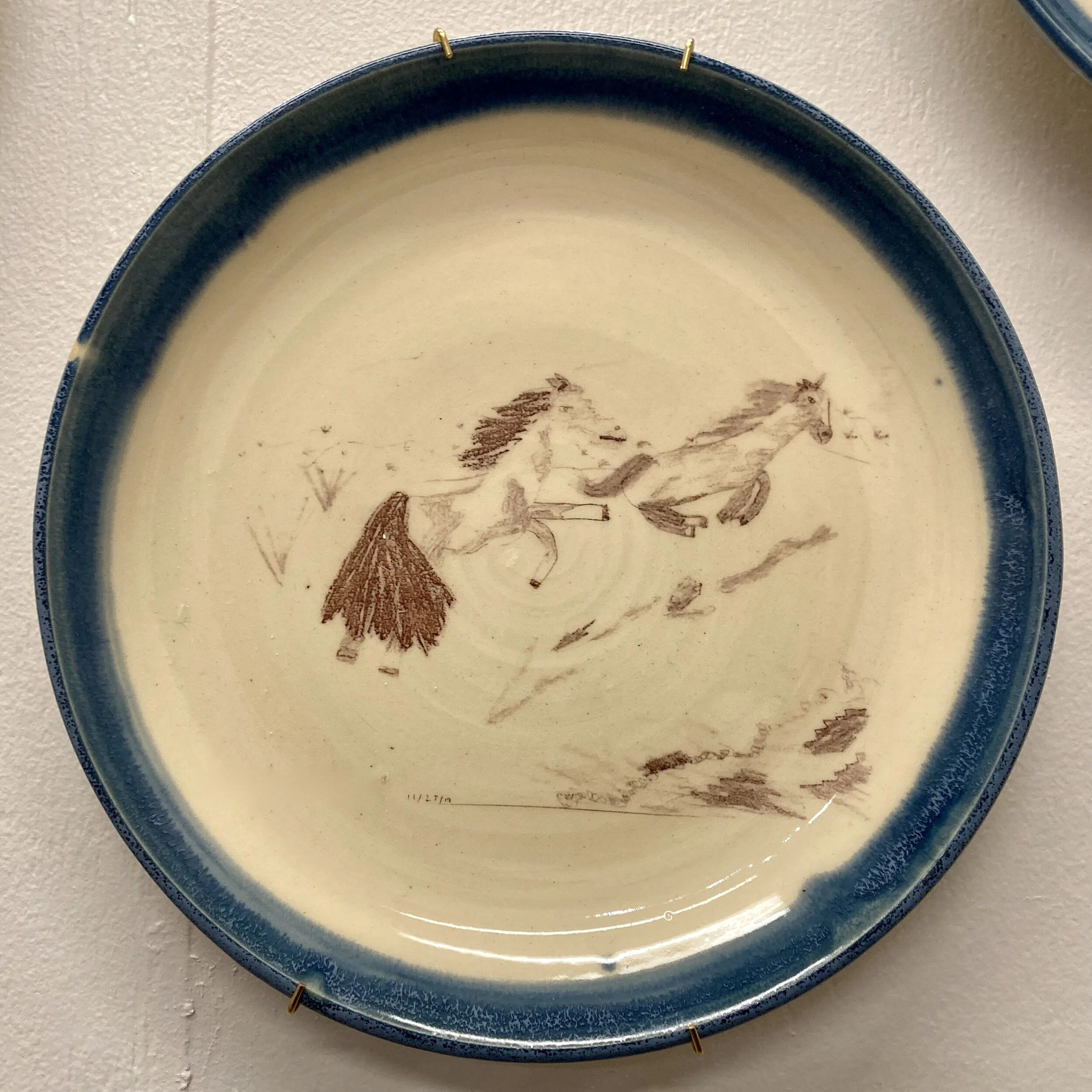 “Two Horses” Porcelain, Iron Image Transfer 2021