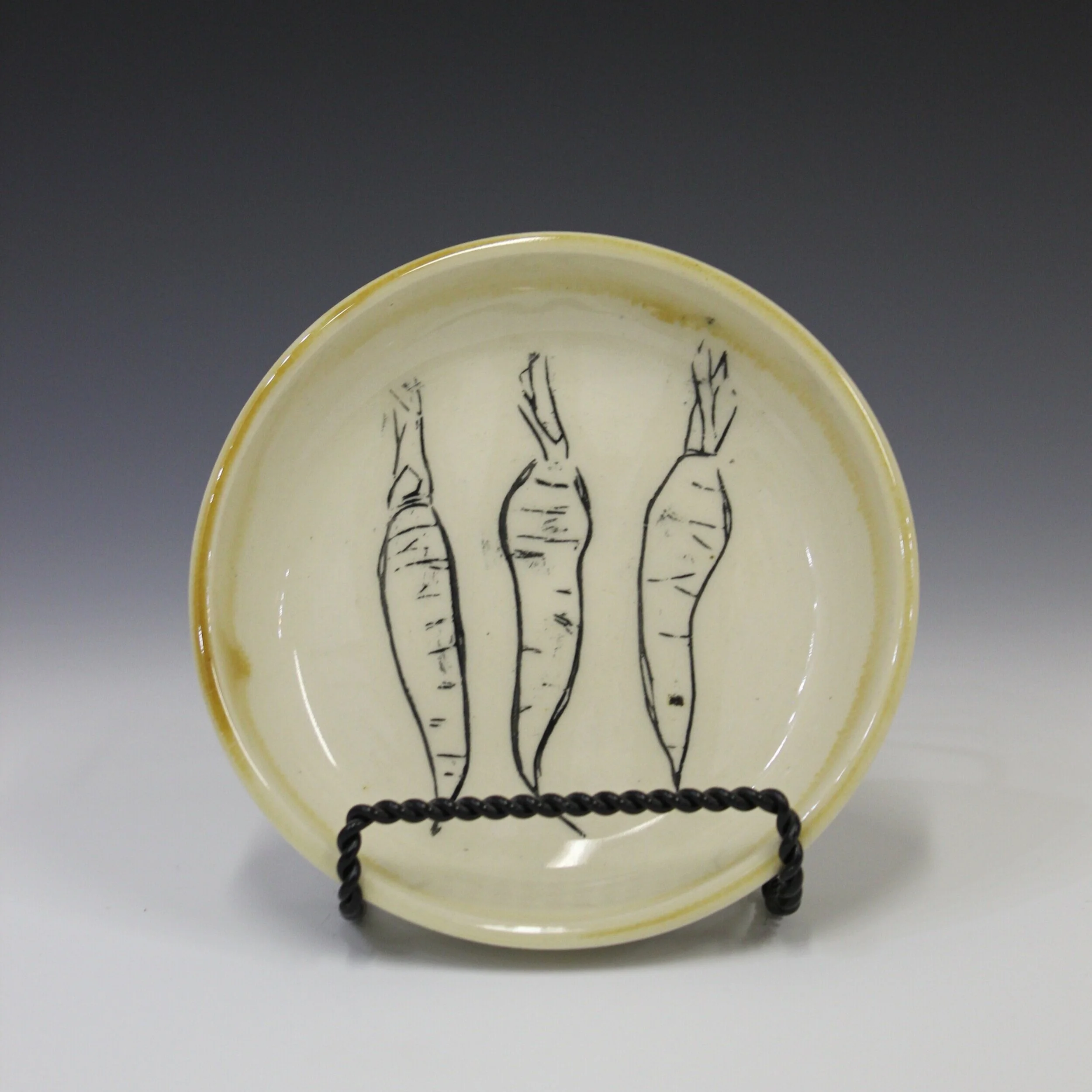 Tending Abundance Garden Plate — CarrotsPorcelain, Mishima Carving 2021