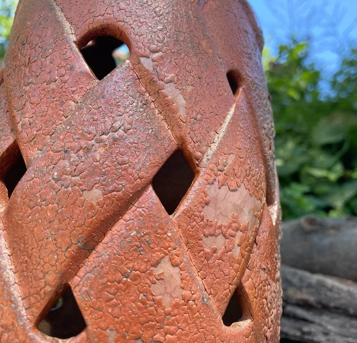 Today, in our wood fire programming, I present a luminary that was carved to look like a basket weave. The carving alone took 7 hours over two days. 
•
Swipe for process photos. 
•
Tomorrow I will announce some big news. (Hint: it’s a