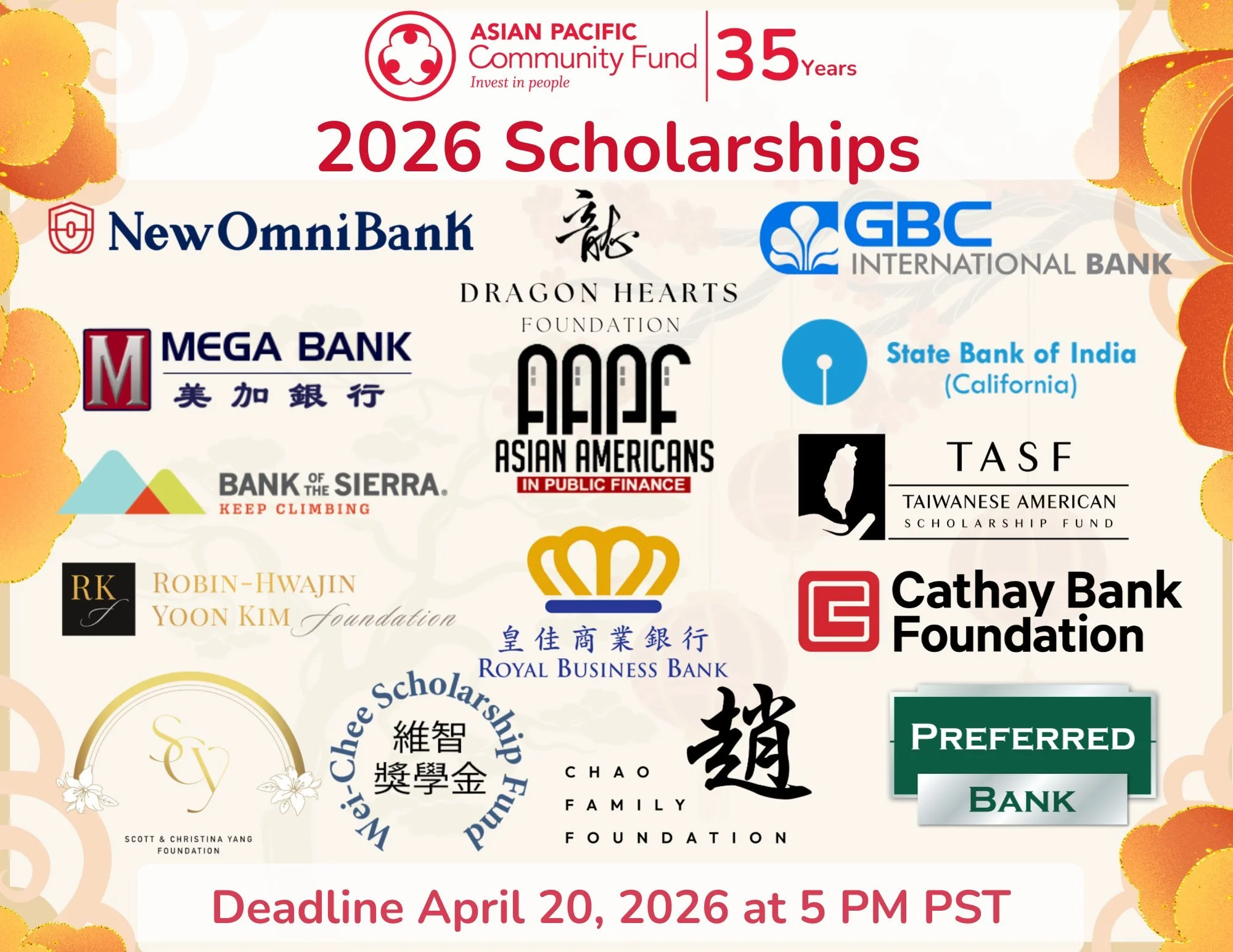 ✨ Scholarship Applications Are Now Open! 

 APCF is excited to partner with our generous donors to offer over $409,000 in scholarships for students entering college in Fall 2026. 

If you're a high school senior or college student planning to attend 