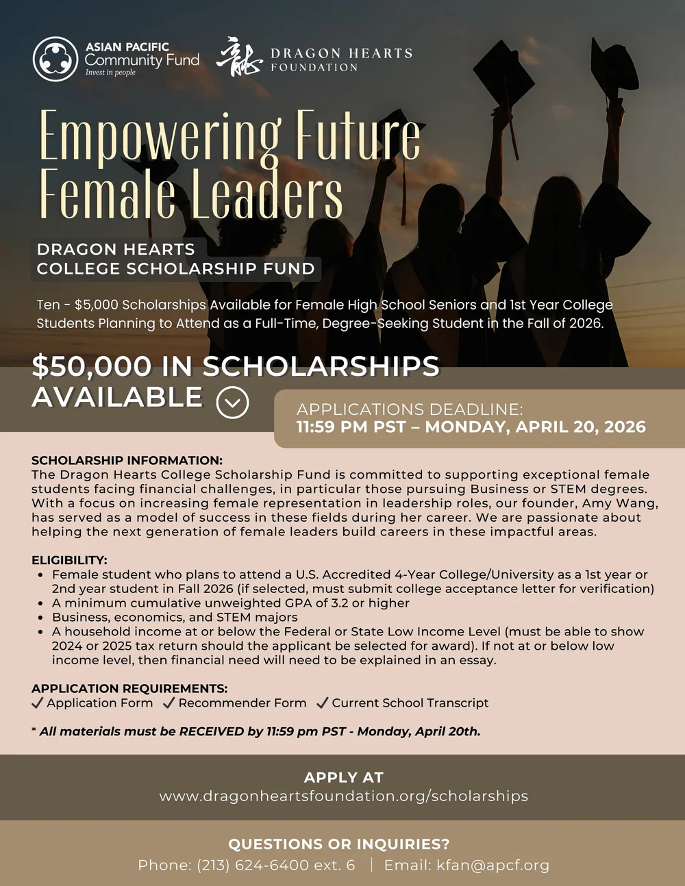 Dragon Hearts Foundation Scholarship Open - Women in STEM & Business ...