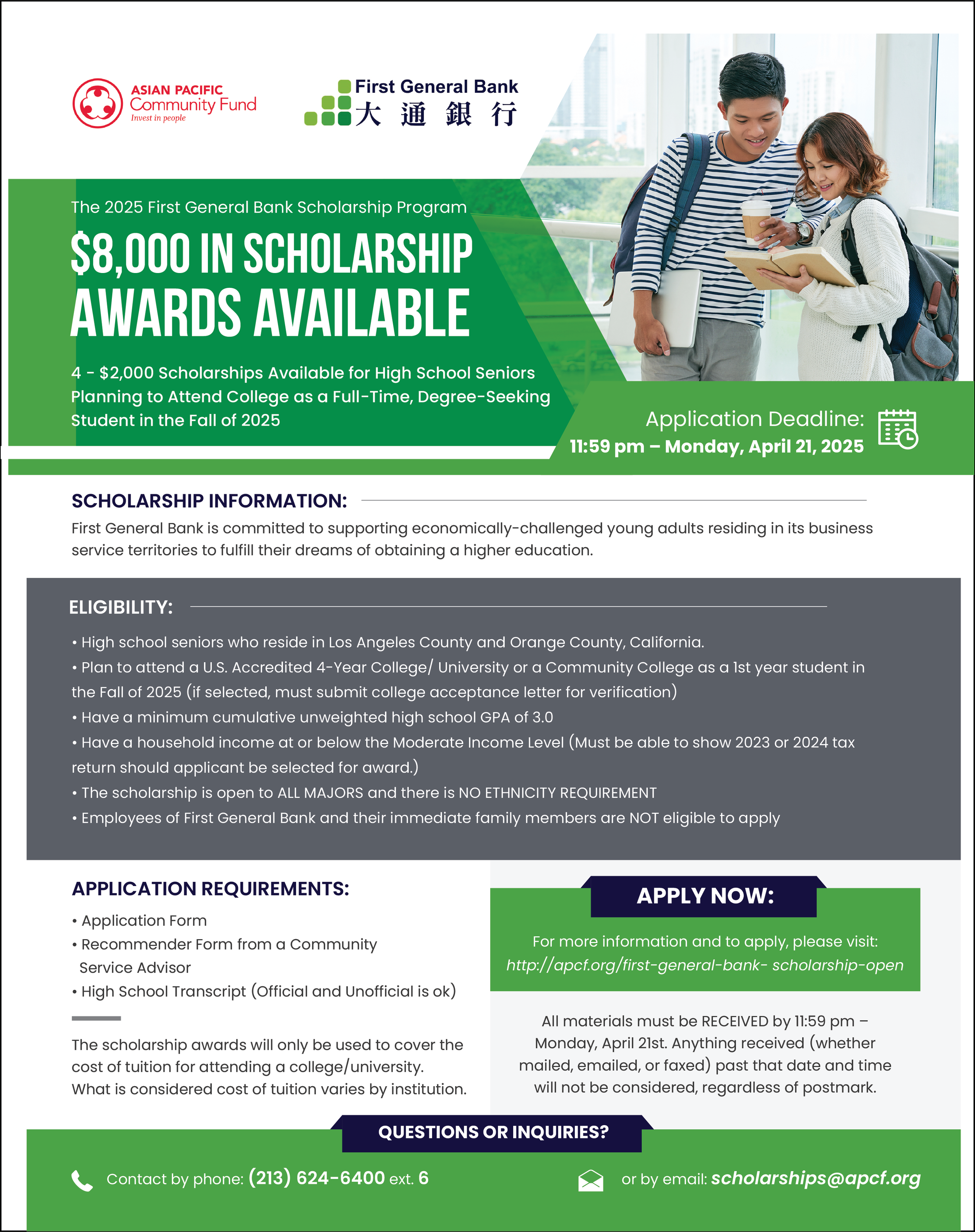 First General Bank Scholarship Open — Asian Pacific Community Fund