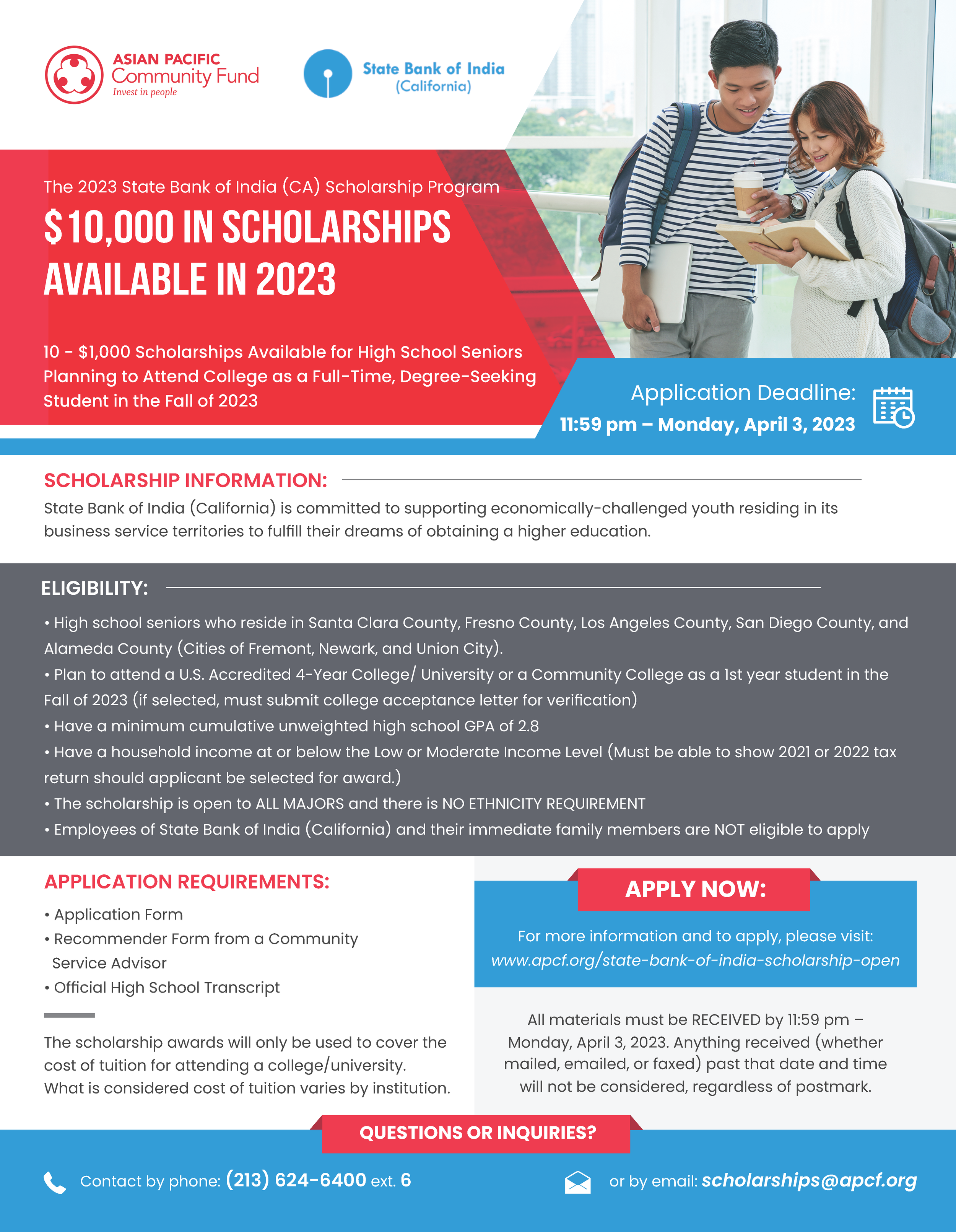 State Bank of India Scholarship Open — Asian Pacific Community Fund