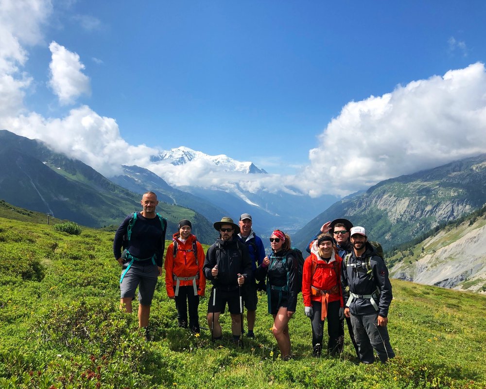  The group, with Mont Blanc in the distance.  