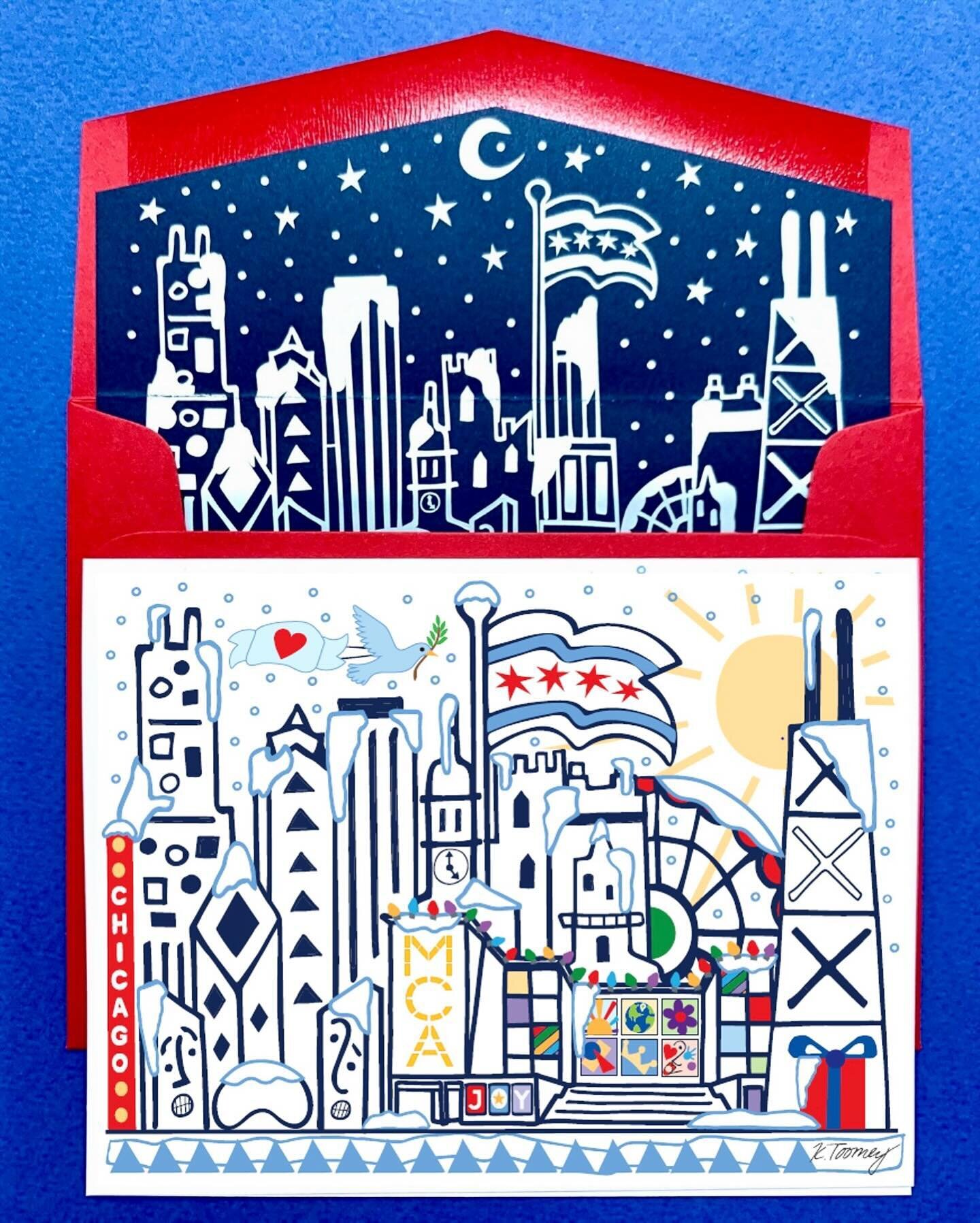 Merry Monday...yep, we're working with the Museum of Contemporary Art again! 💃🏻(&hellip;yay.) The MCA looks as mighty as ever in this exclusive holiday design, a contemporary (and snowy!) skyline scene. It&rsquo;s tucked between Chicago&rsquo;s not