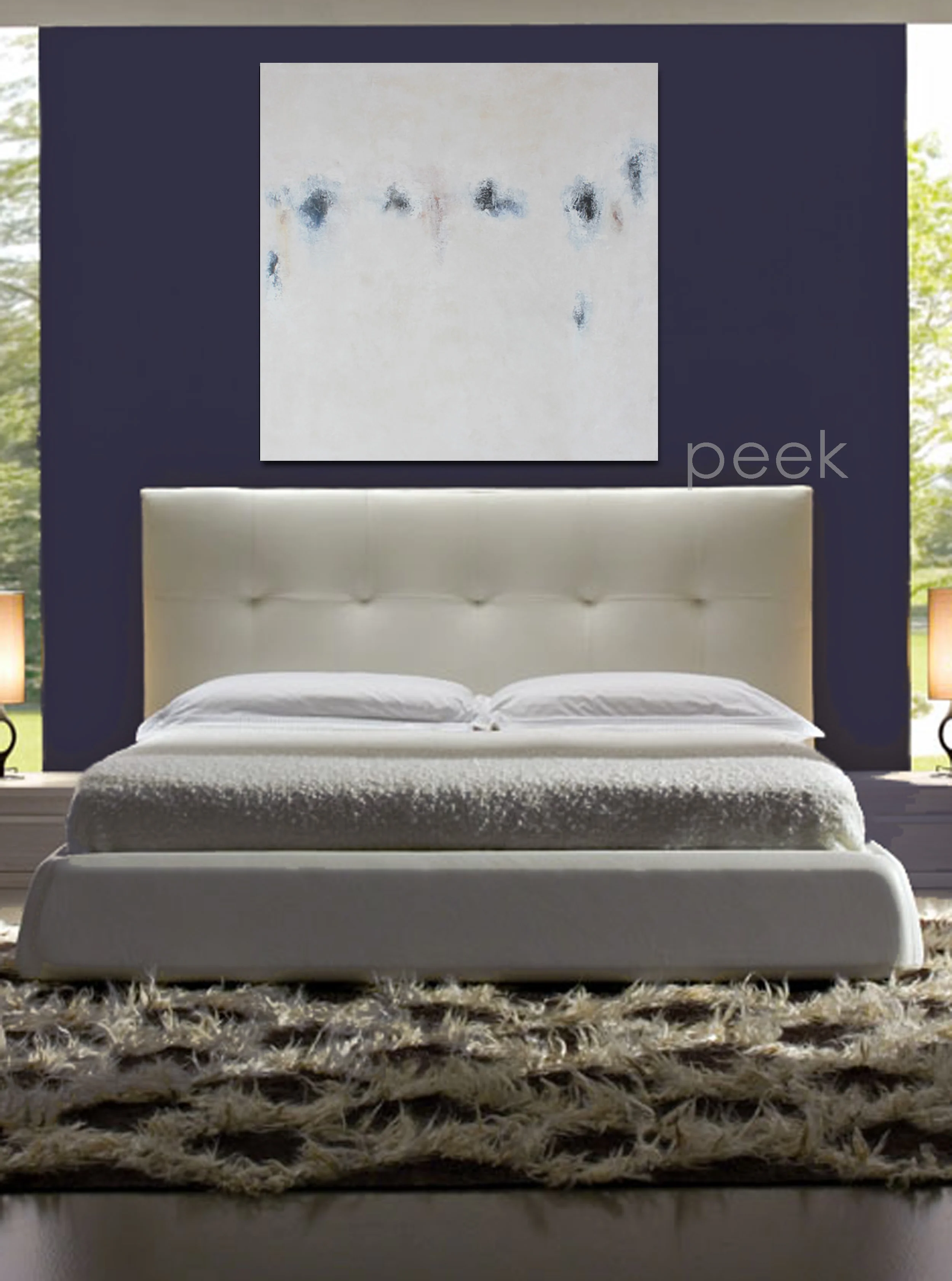 Dark walls? Use light-colored art to balance the decor and keep room from being too dark.