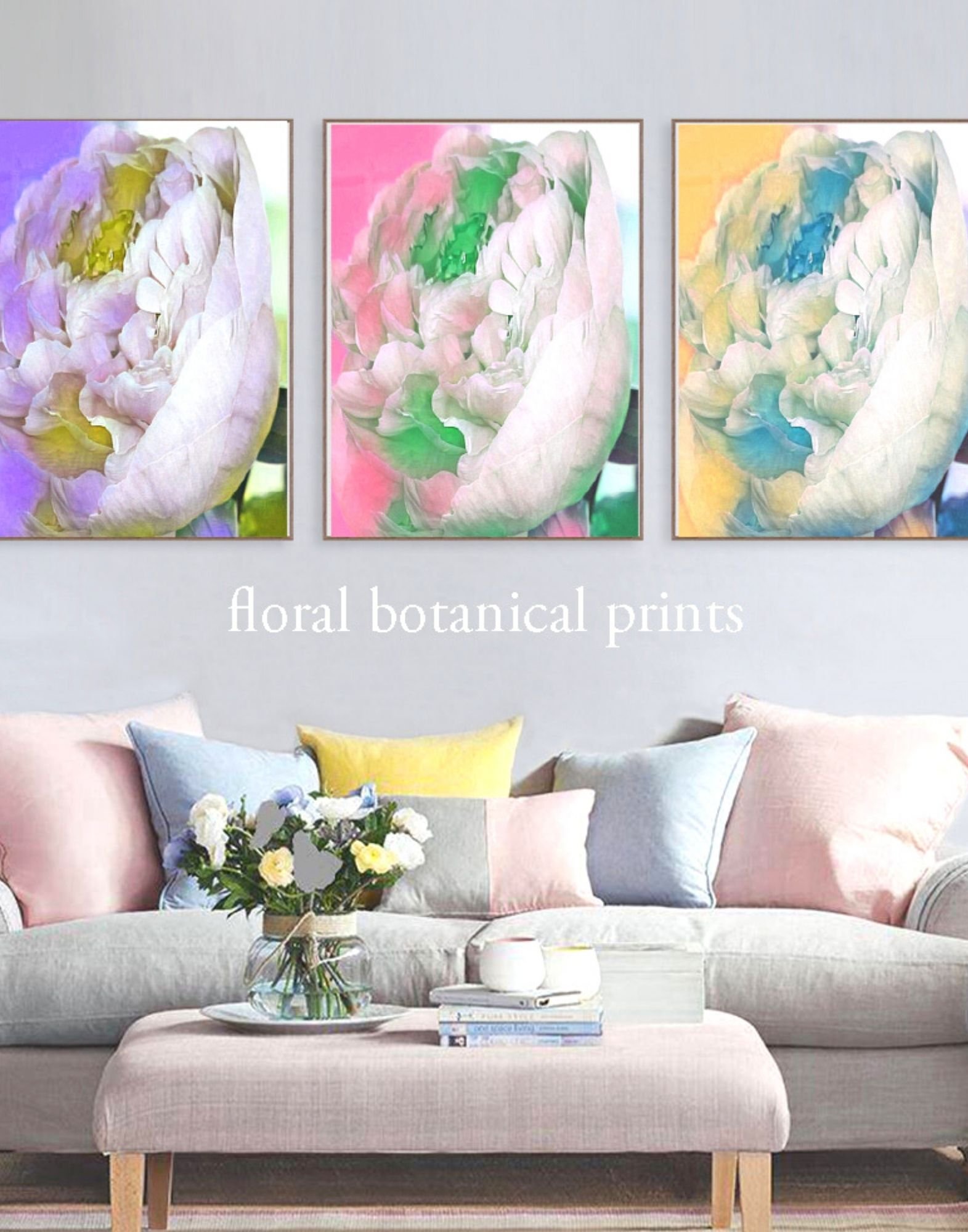 gallery wall art using printable abstract floral