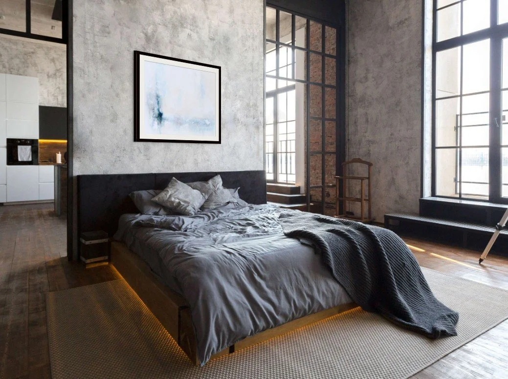 loft bedroom decor, wall art modern