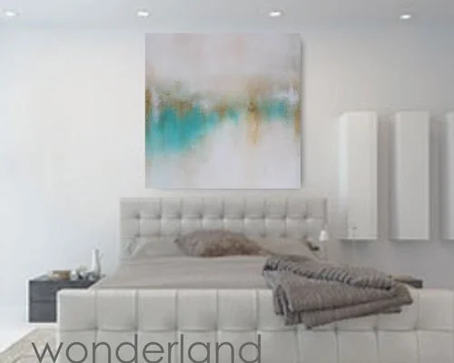 canvas abstract landscape in a modern bedroom