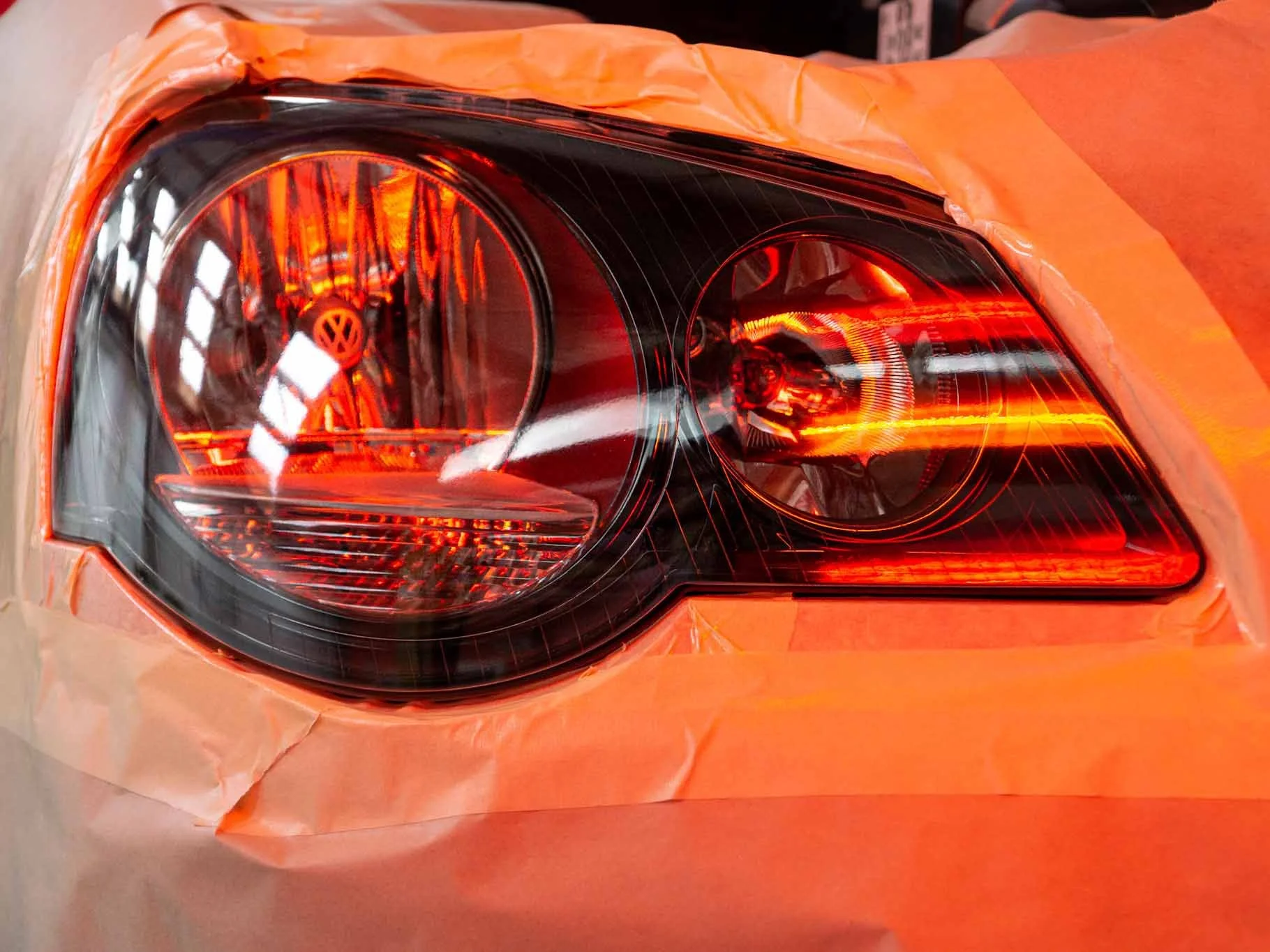 After headlight restoration showing clear restored headlight lens