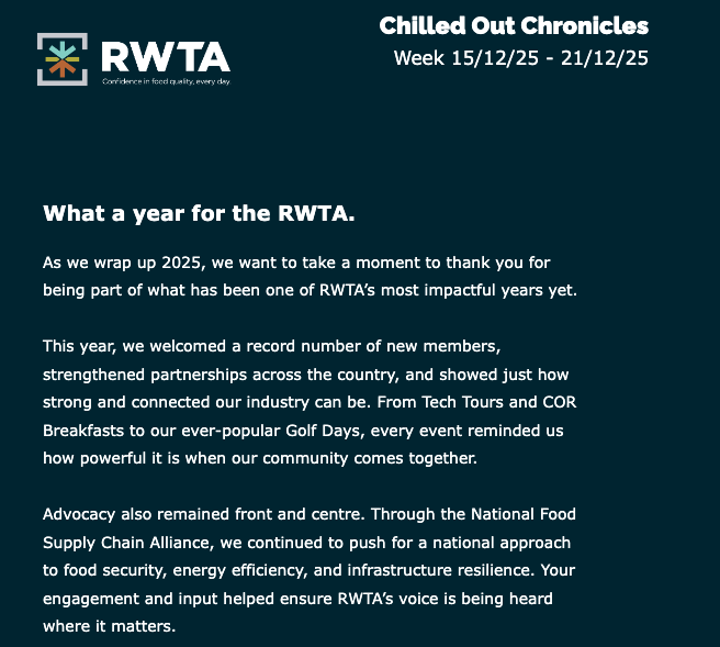 RWTA Chilled Out Chronicles | Week 15/12/25