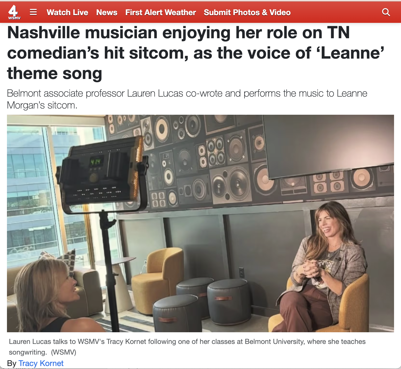 Lauren Lucas interview with Tracy Kornet News Channel 4