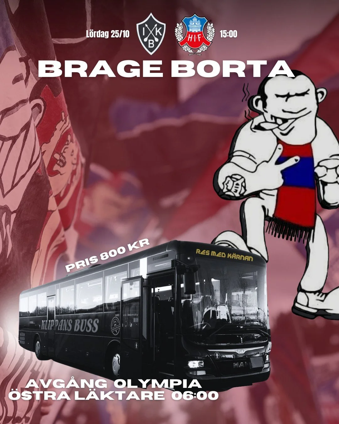 Imorgon tar vi oss &aring;terigen till Olympia f&ouml;r att sjunga hem tre po&auml;ng till v&aring;rt HIF.
Hoppas vi ser er alla d&auml;r! 

Missa inte att fixa din biljett till n&auml;sta l&ouml;rdags bortamatch mot IK Brage.
Biljetter hittar du p&a