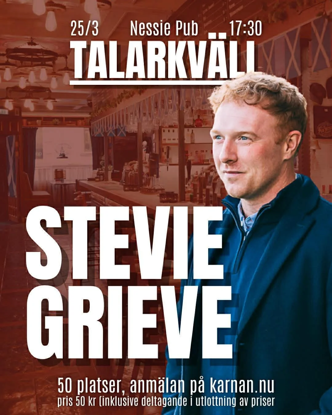 Vi i K&auml;rnan kan nu med gl&auml;dje presentera &aring;rets f&ouml;rsta talarkv&auml;ll f&ouml;r v&aring;ra medlemmar!

Manager Stevie Grieve kommer den 25 mars till Pub Nessies nederv&aring;ning och k&ouml;r en l&auml;gesrapport inf&ouml;r premi&