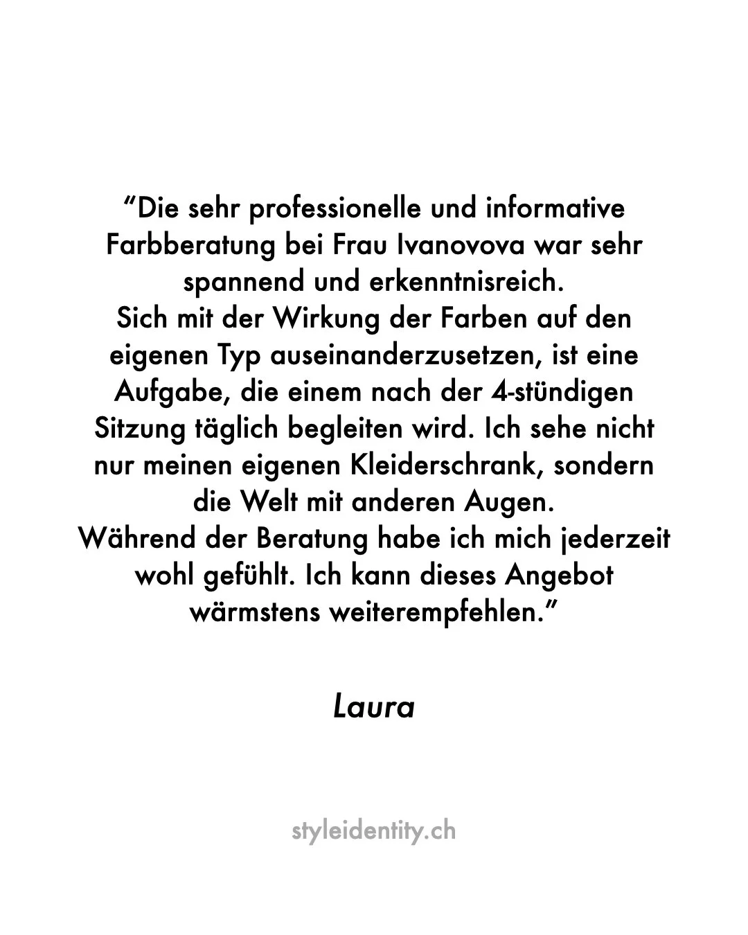 Kundenbewertung | Client Review
Authentisch. Persönlich. Transformierend.
Farbberatung / Personal Colour Analysis
Körpertyp Analyse / Image Archetype Analysis
Zürich | DE & EN | https://styleidentity.ch 
#farbberatung #personalcol