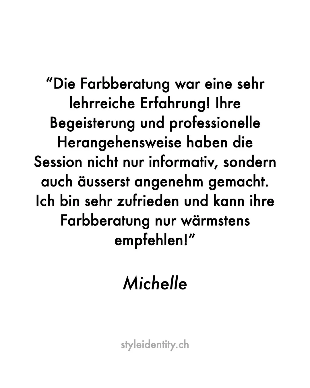 Kundenbewertung | Client Review
Authentisch. Persönlich. Transformierend.
Farbberatung / Personal Colour Analysis
Körpertyp Analyse / Image Archetype Analysis
Zürich | DE & EN | https://styleidentity.ch 
#farbberatung #personalcol