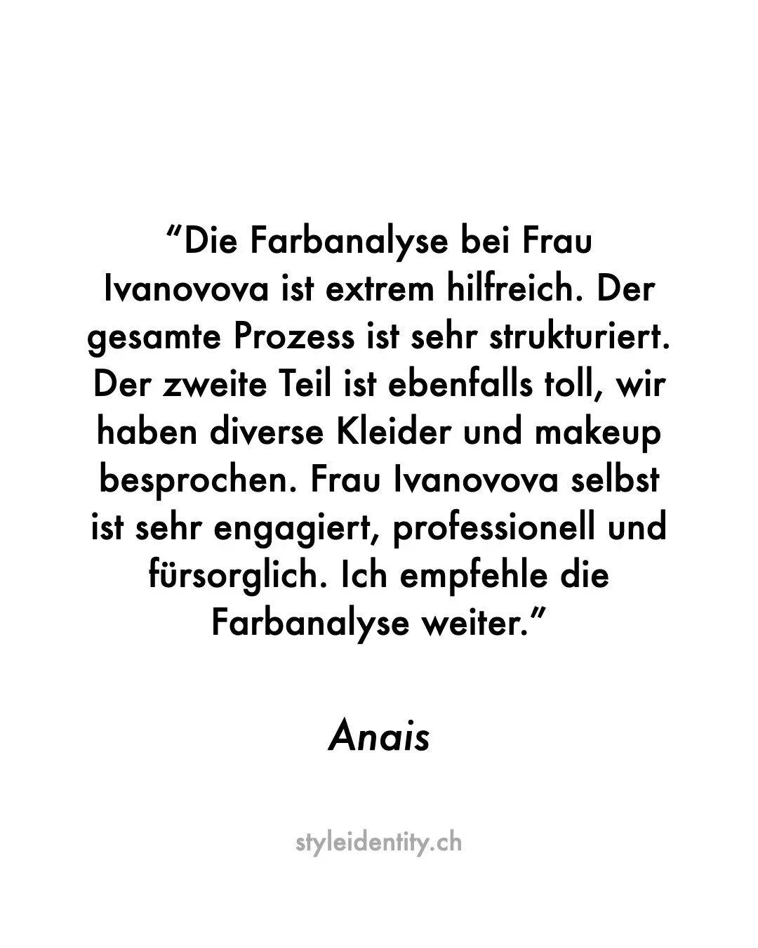 Kundenbewertung | Client Review
Authentisch. Pers&ouml;nlich. Transformierend.
Farbberatung / Personal Colour Analysis
K&ouml;rpertyp Analyse / Image Archetype Analysis
Z&uuml;rich | DE &amp; EN | https://styleidentity.ch 

#farbberatung #personalcol