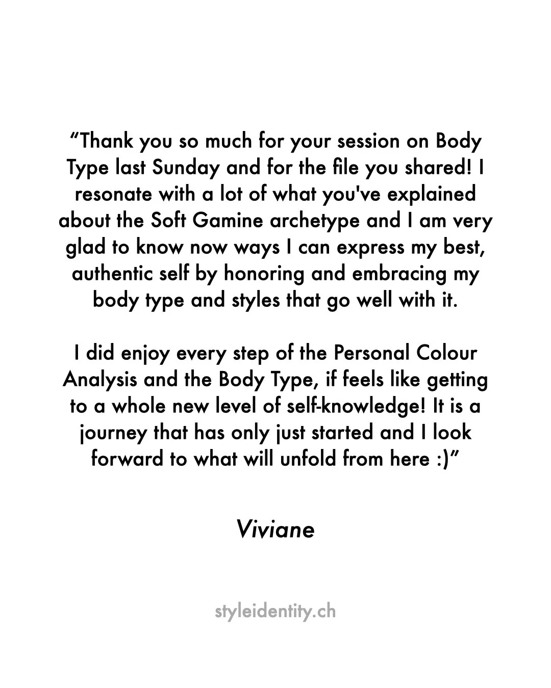 Kundenbewertung | Client Review
Authentisch. Pers&ouml;nlich. Transformierend.
Farbberatung / Personal Colour Analysis
K&ouml;rpertyp Analyse / Image Archetype Analysis
Z&uuml;rich | DE &amp; EN | https://styleidentity.ch 

#farbberatung #personalcol