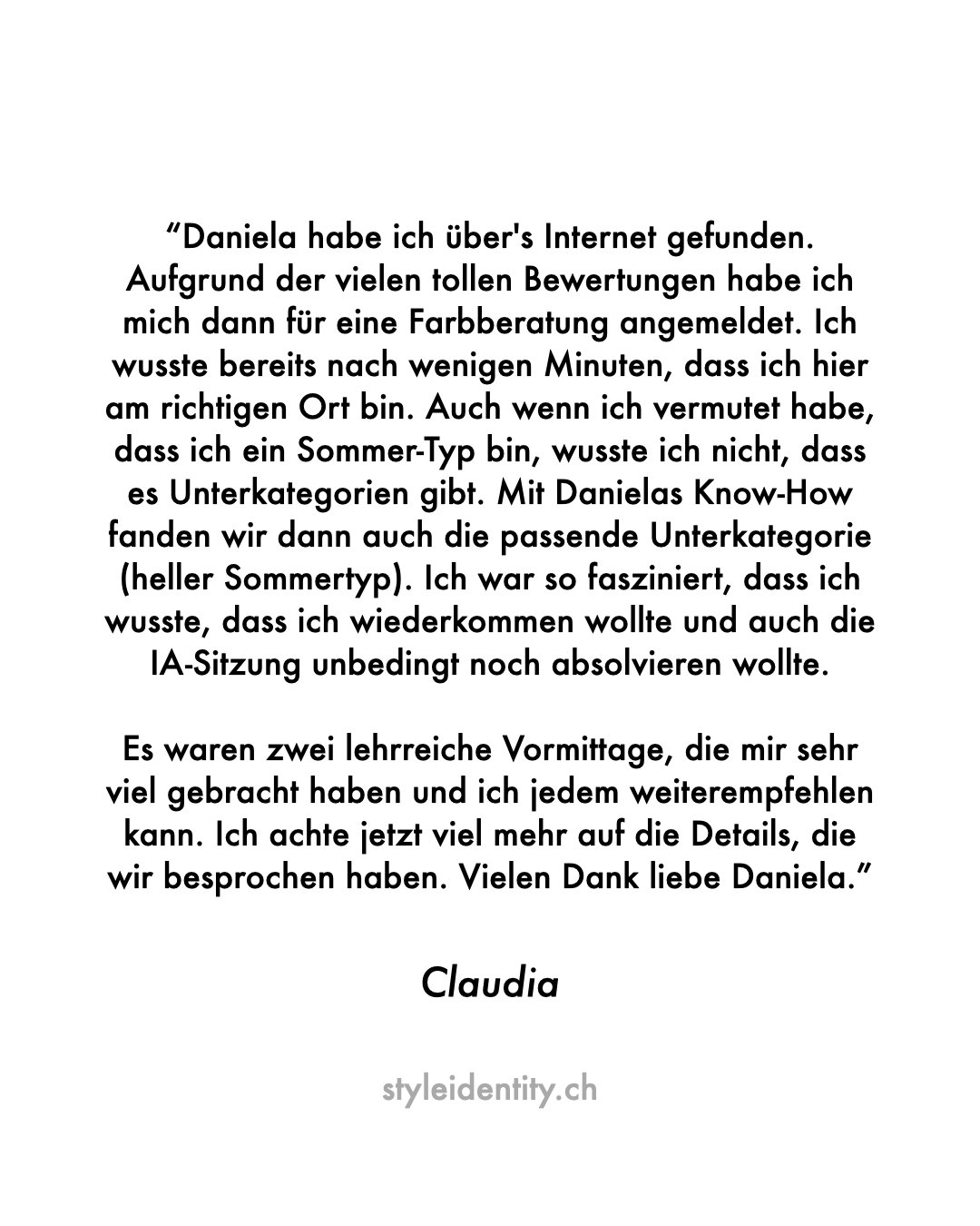 Kundenbewertung | Client Review
Authentisch. Pers&ouml;nlich. Transformierend.
Farbberatung / Personal Colour Analysis
K&ouml;rpertyp Analyse / Image Archetype Analysis
Z&uuml;rich | DE &amp; EN | https://styleidentity.ch 

#farbberatung #personalcol