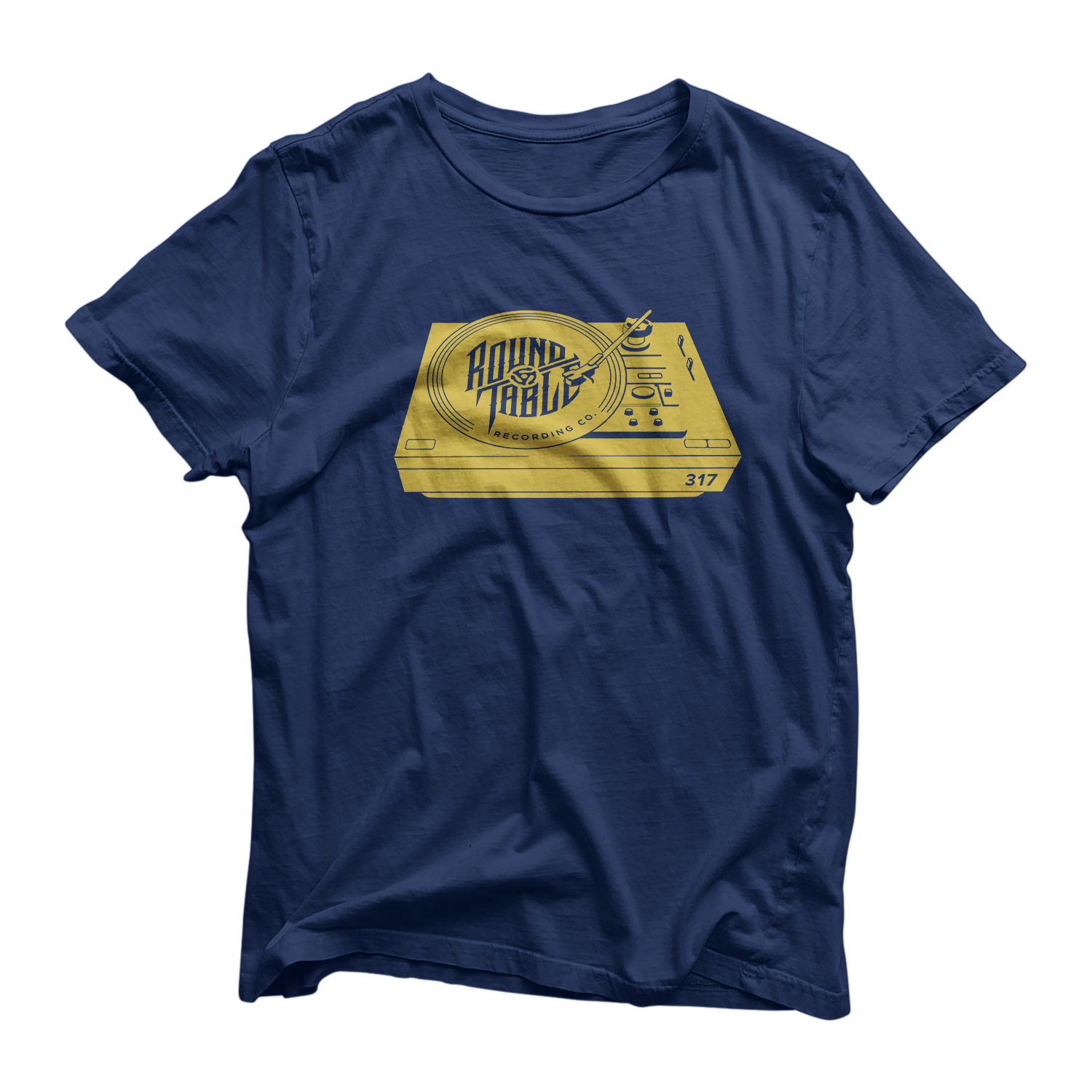 Trolley Auckland sende Blue/Gold Turntable T-Shirt — Round Table Recording Company