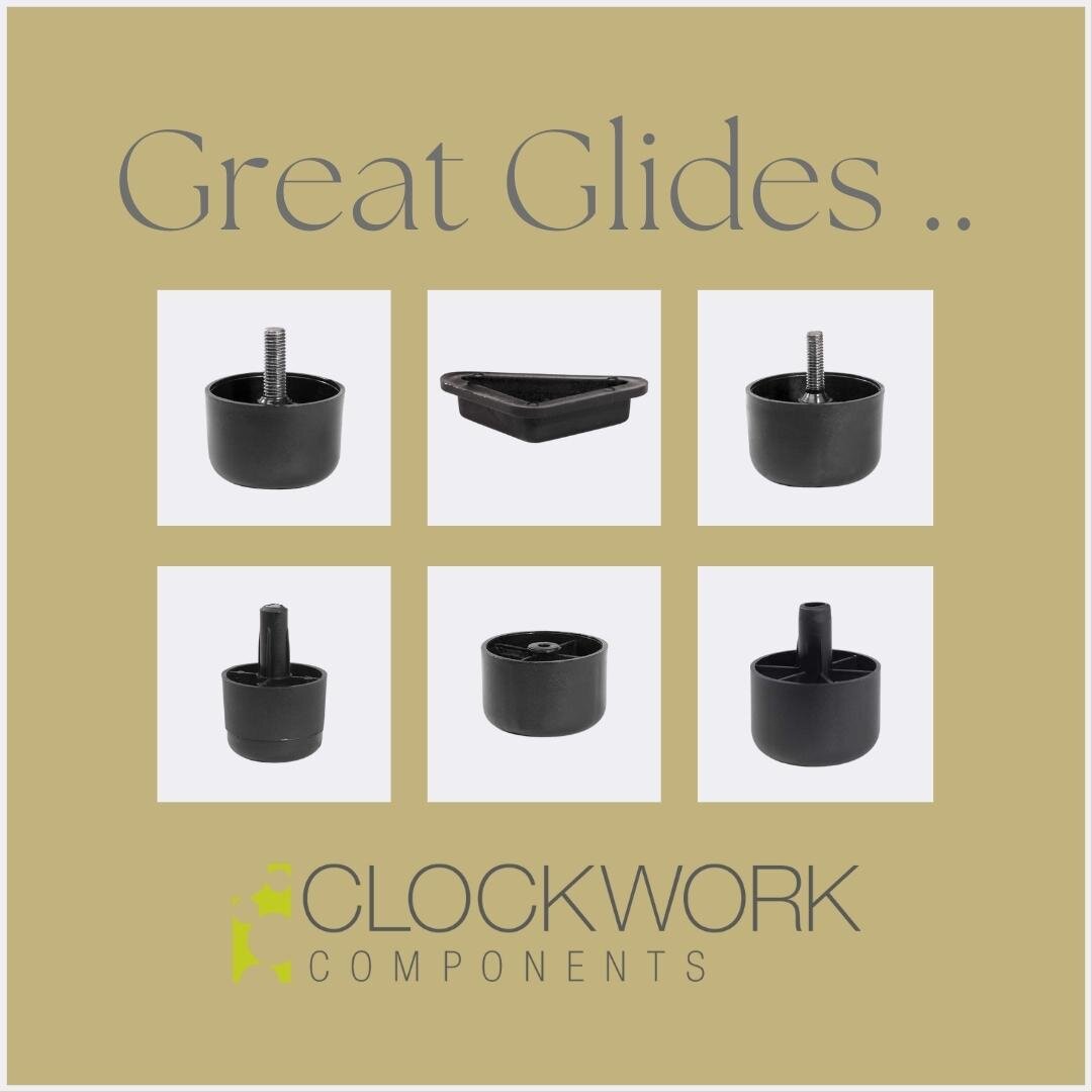 Clockwork Components - Great Glides - which one do you need?  There is a huge range from, M8 thread, M10 thread, screw fix, steel pin, triangular and plastic stem in many shapes and sizes.
.
.
.
 #ottamans #contemporaryfurniture #contemporaryfurnitur