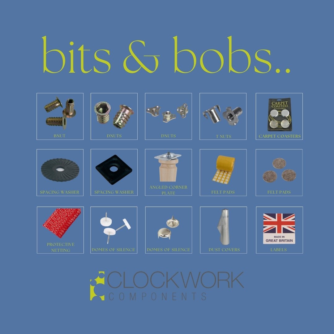 We have so much more to offer than just FEET.... Clockwork has a catalogue of other sundry components to offer.  All those 'bits &amp; bobs' you need to make your furniture.
.
.
#sofa #footstoolstyling #upholsteryshop #sofamanufacture #reupholsteryis