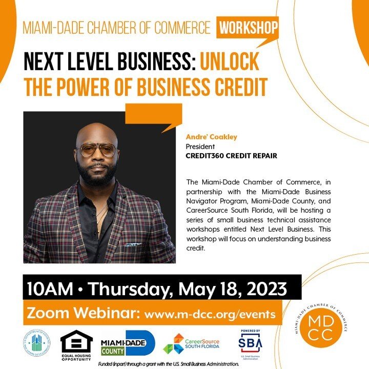 The Miami-Dade Chamber of Commerce, in partnership with the Miami-Dade Business Navigator Program, Miami-Dade County, and CareerSource South Florida, is hosting a series of small business technical assistance workshops entitled Next Level Business. T