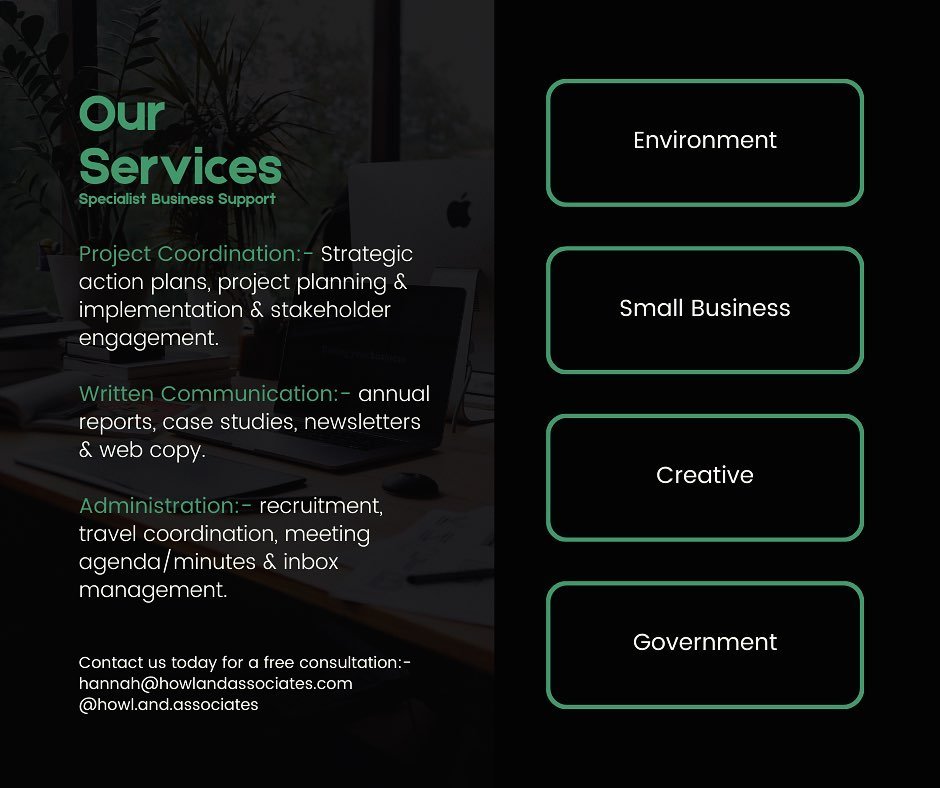&mdash; HOW CAN I HELP YOU? &mdash;

Need help planning &amp; implementing your new project? Drowning in admin? Need some business support? 

Give me a call - I provide a free consultation to discuss your business needs &amp; I offer a no-nonsense ta