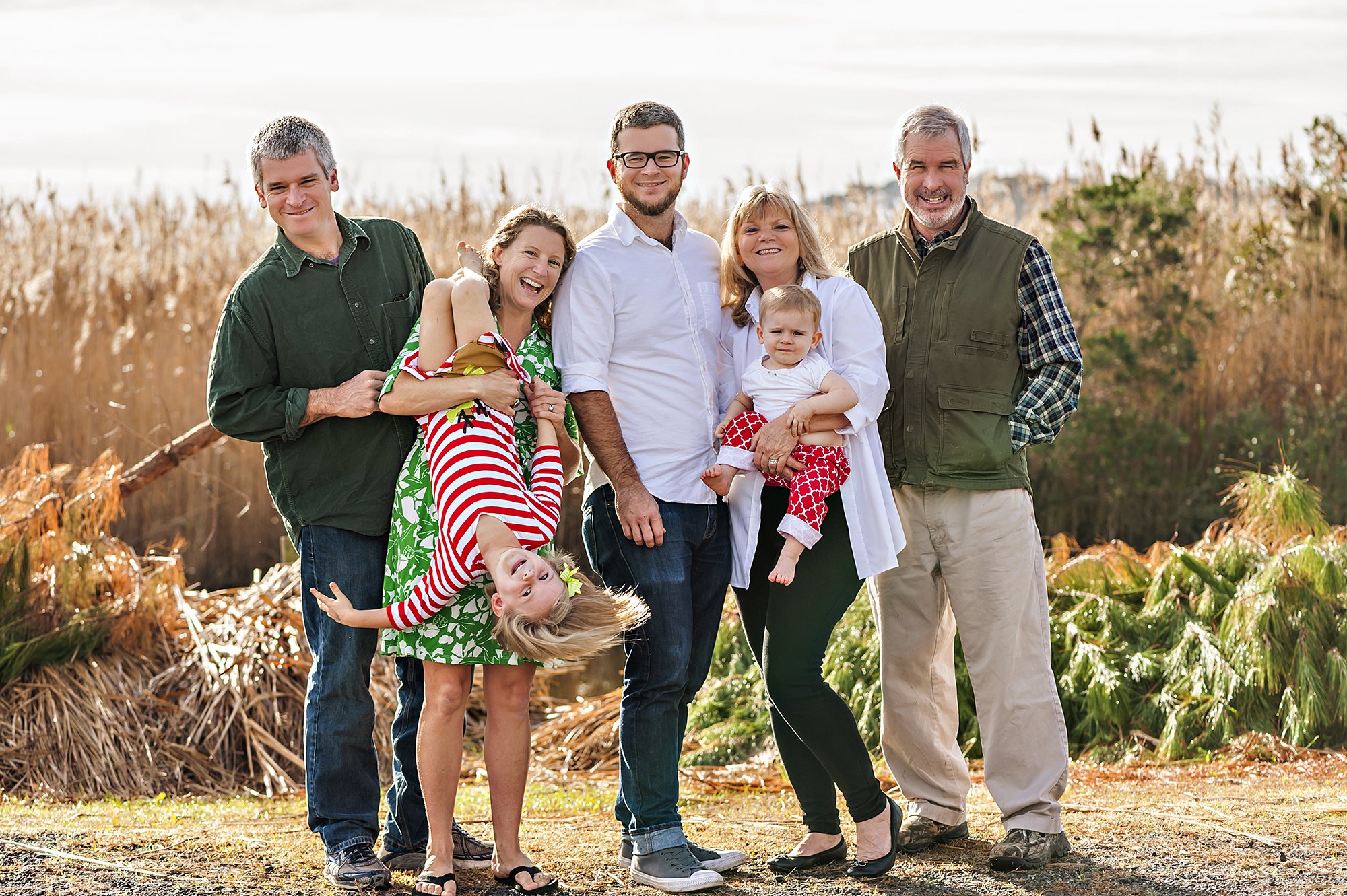 The Wright Family at the back of Sanctuary Vineyards and Deep Creek Farm in Currituck, NC. 