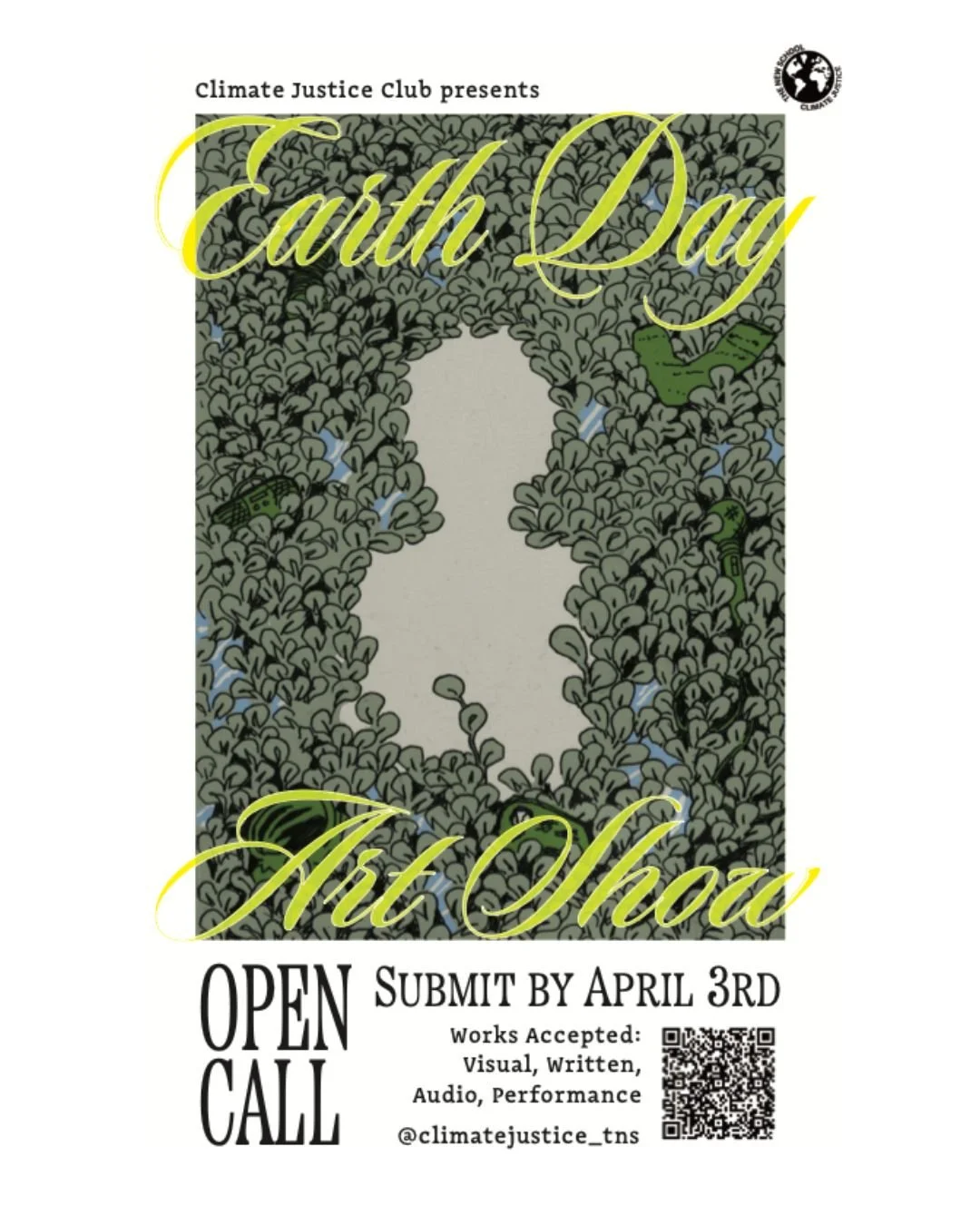 🌱 Calling all student artists, designers, musicians, and performers 🌱

@climatejustice_tns is now accepting submissions for their 4th Annual Earth Day Show (April 25).

🔗 bit.ly/EarthDaySubmissions_TNS 
DEADLINE: APRIL 3, 2026

This is an invitati