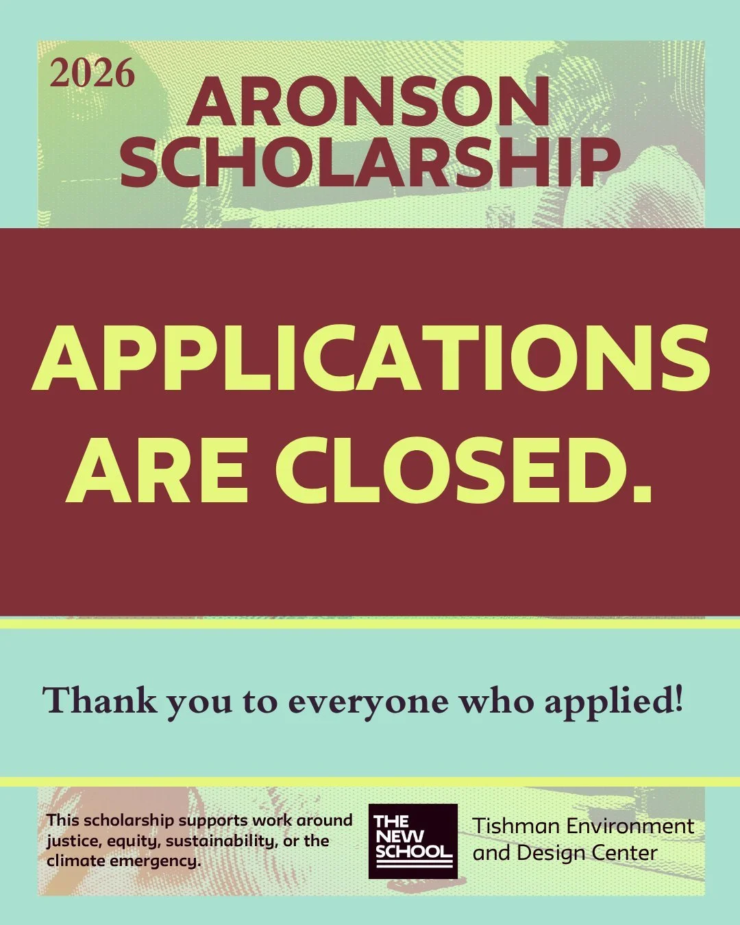 Applications for the 2026&ndash;2027 Aronson Scholarship are now closed. 💚

Thank you to every student who shared their ideas, research, creative practice, and vision with us.

Stay tuned for the announcement of this year's Aronson Scholars.

#Arons
