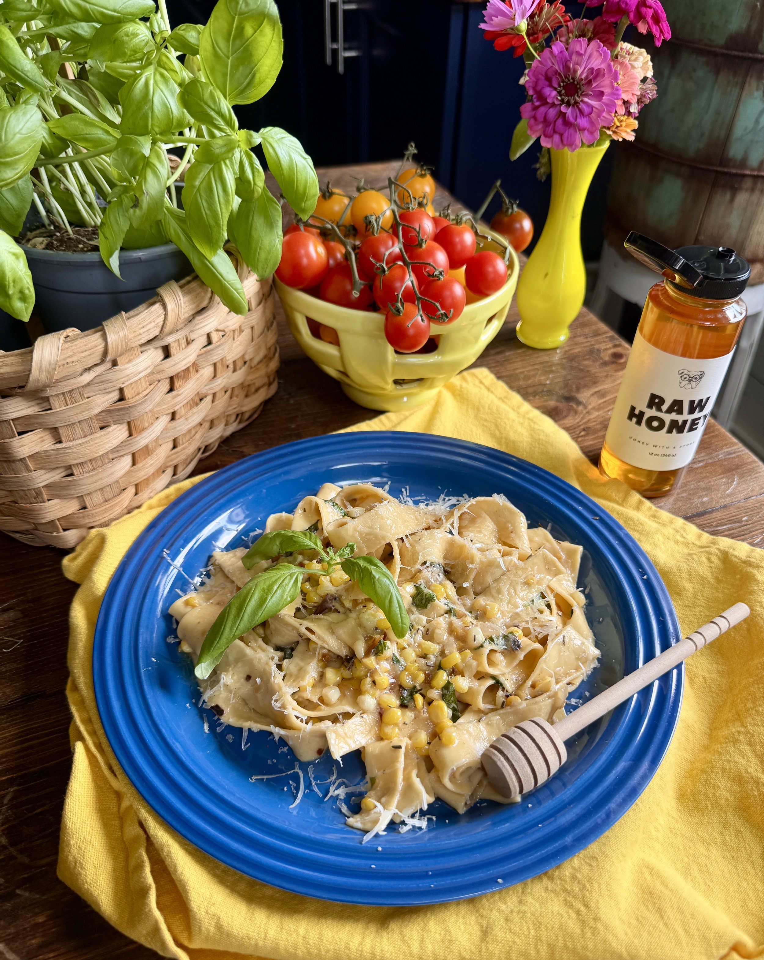 Creamy Sweet Corn &amp; Honey Mascarpone Pasta