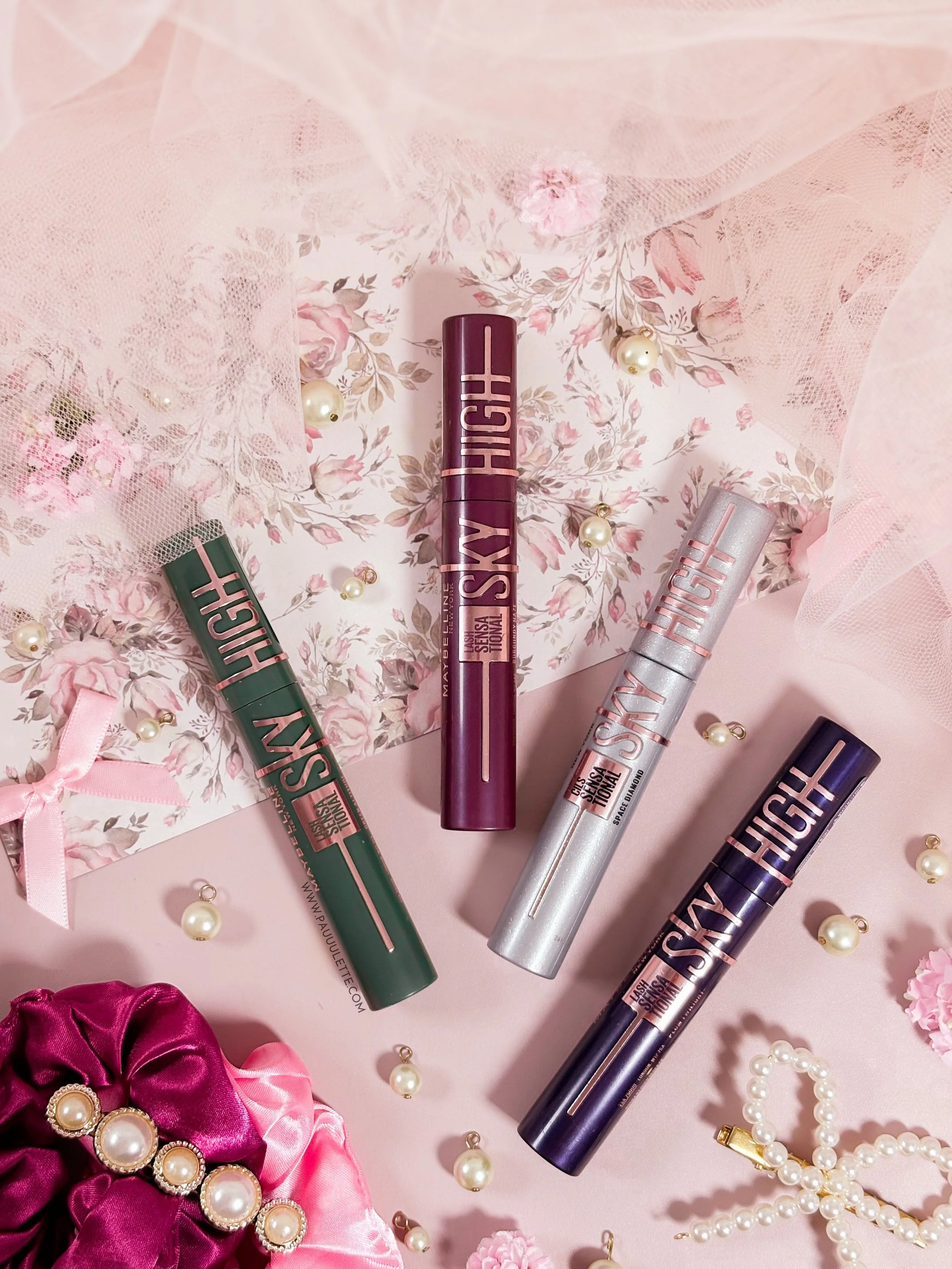 Mascaras colorés Maybelline Sky High : mon test de Green Altitude, Burgundy Haze, Plum Twilight et Space Diamond