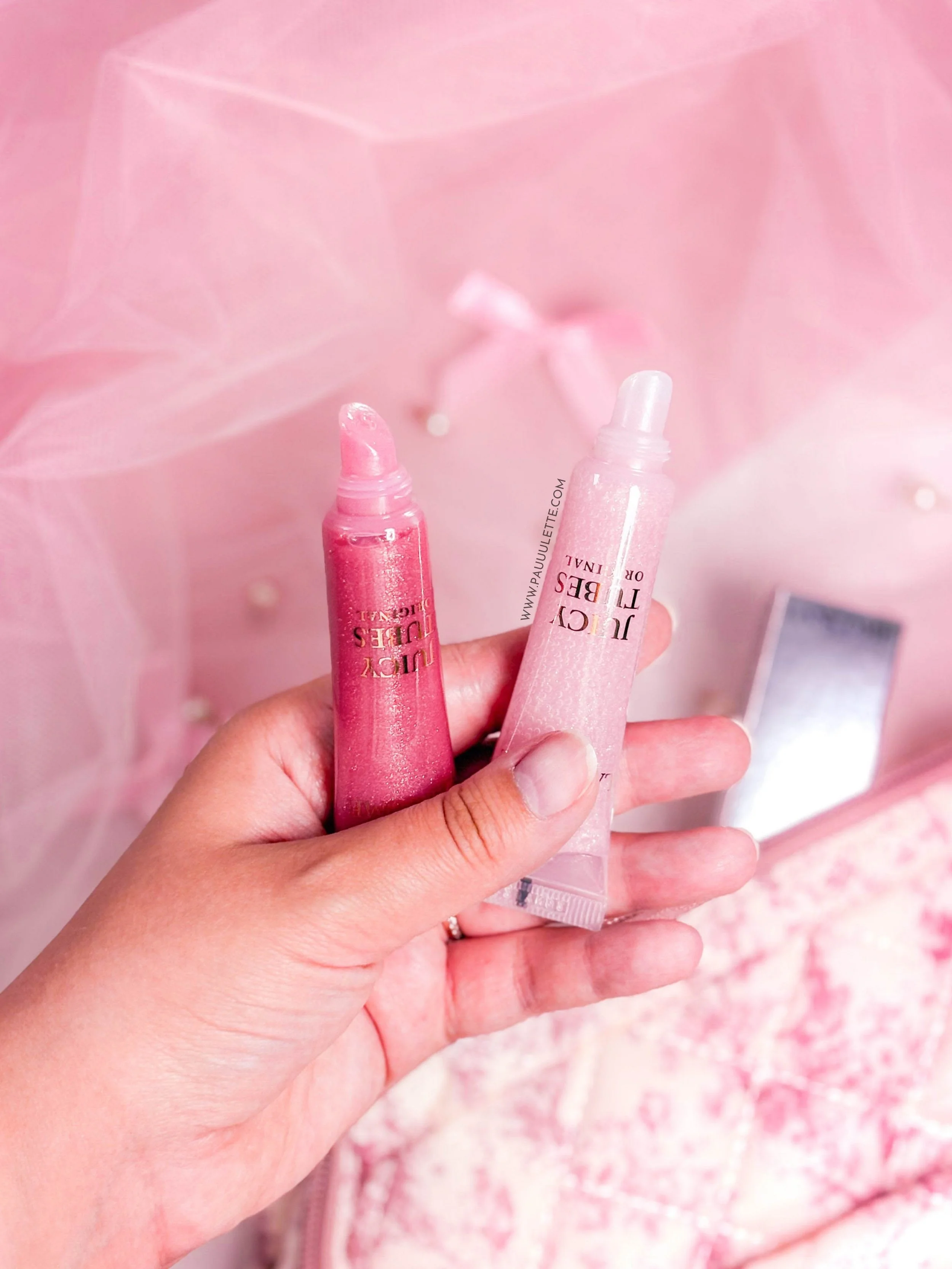 Embouts applicateurs des gloss Lancôme Juicy Tubes 05 Marshmallow Electro et 07 Magic Spell