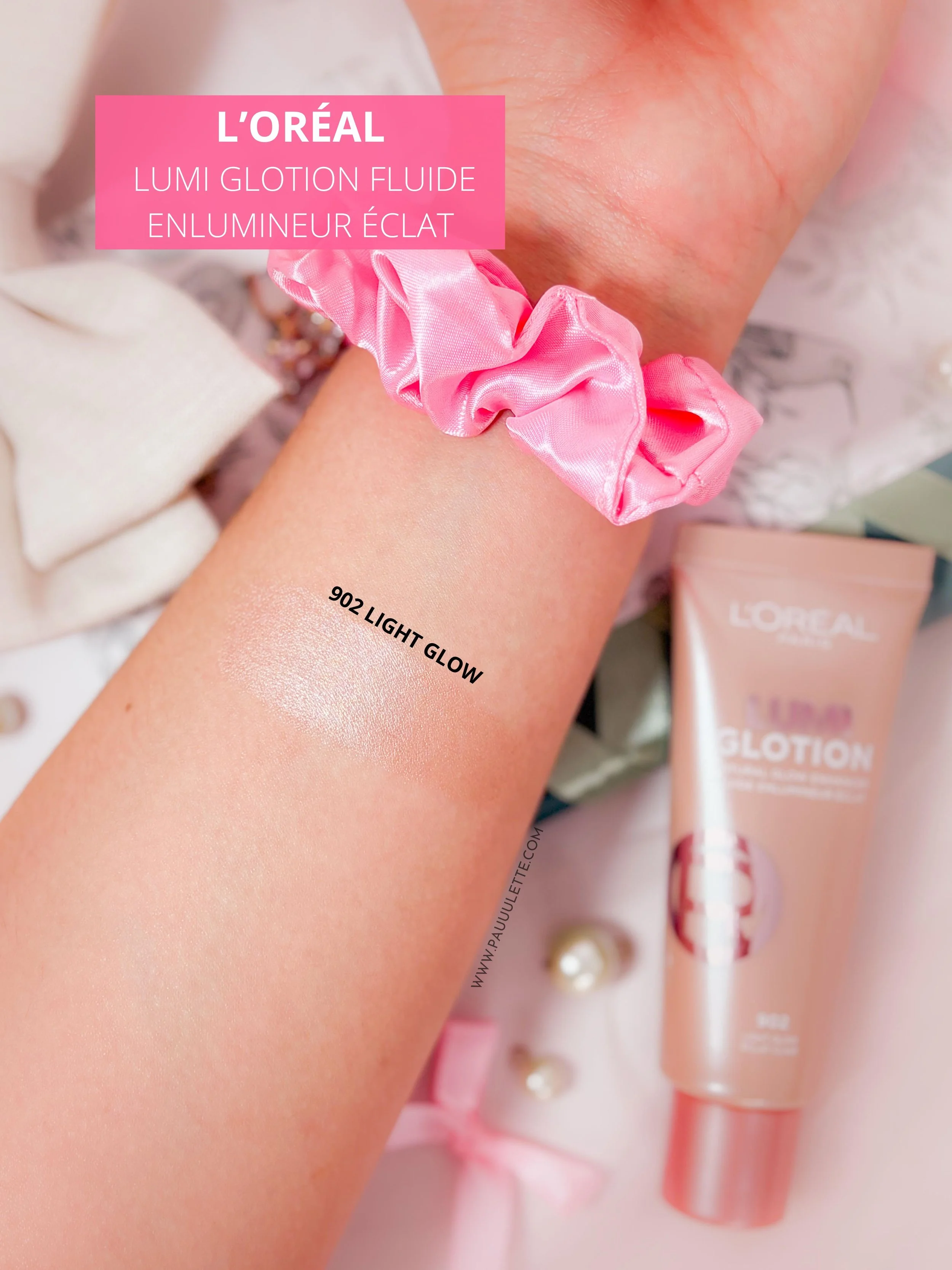 Swatch sur peau claire du Lumi Glotion en teinte 902 Light Glow de L'Oréal Paris