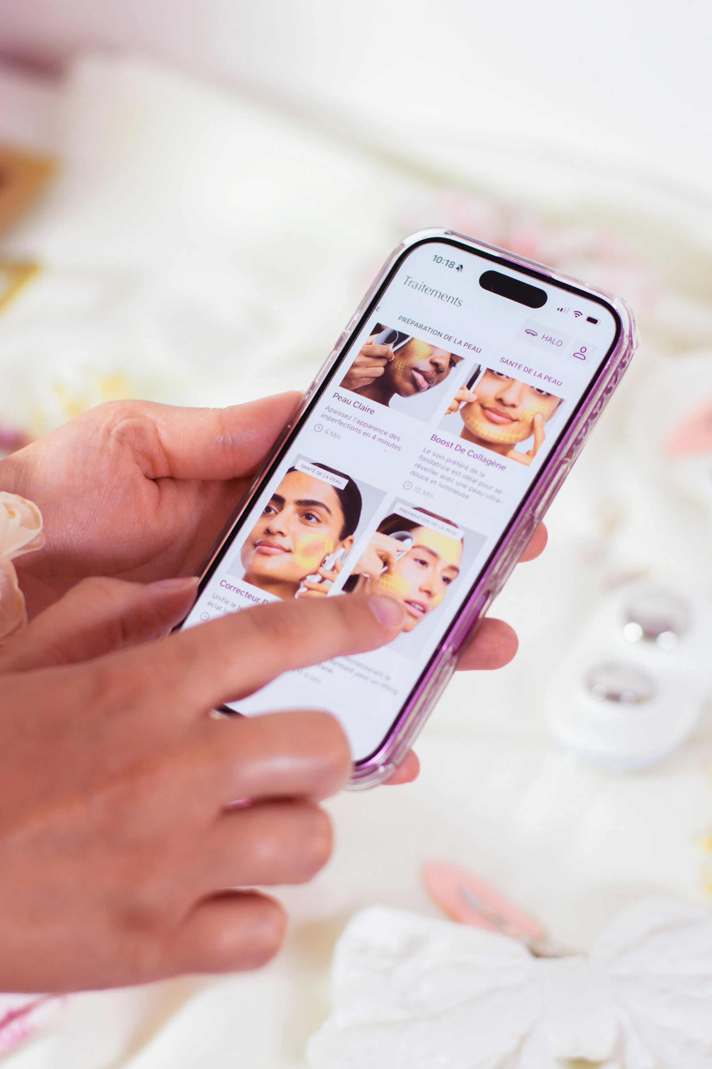 Les différents traitements disponibles dans l'application de l'appareil Ziip Halo