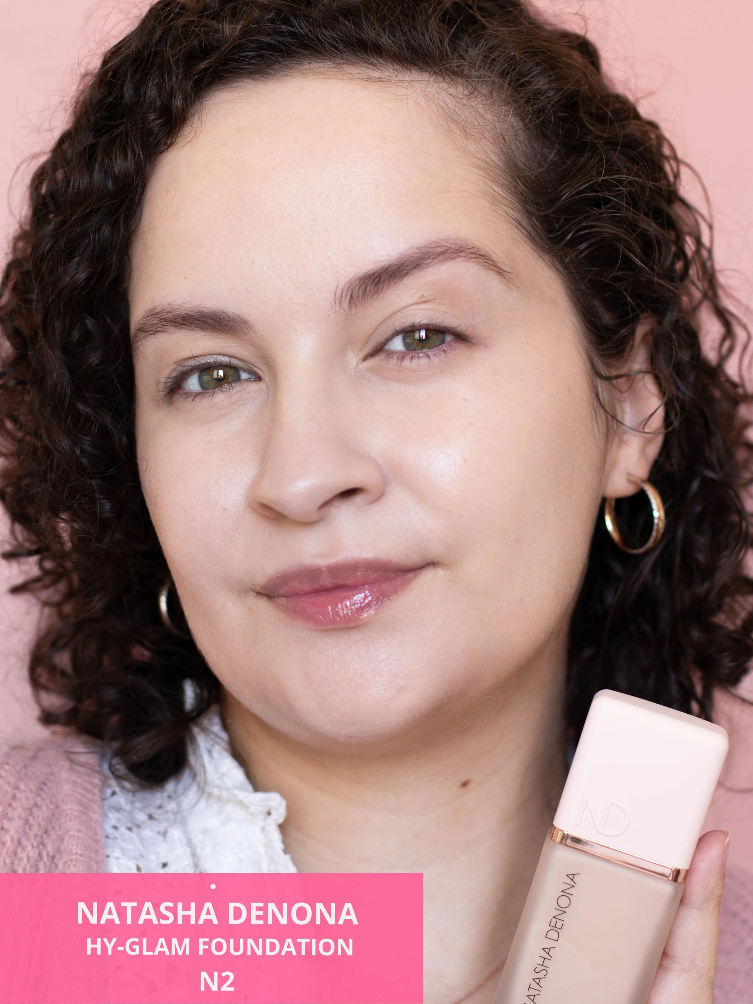 Rendu sur peau claire du nouveau fond de teint HY GLAM Foundation de Natasha Denona en teinte N2