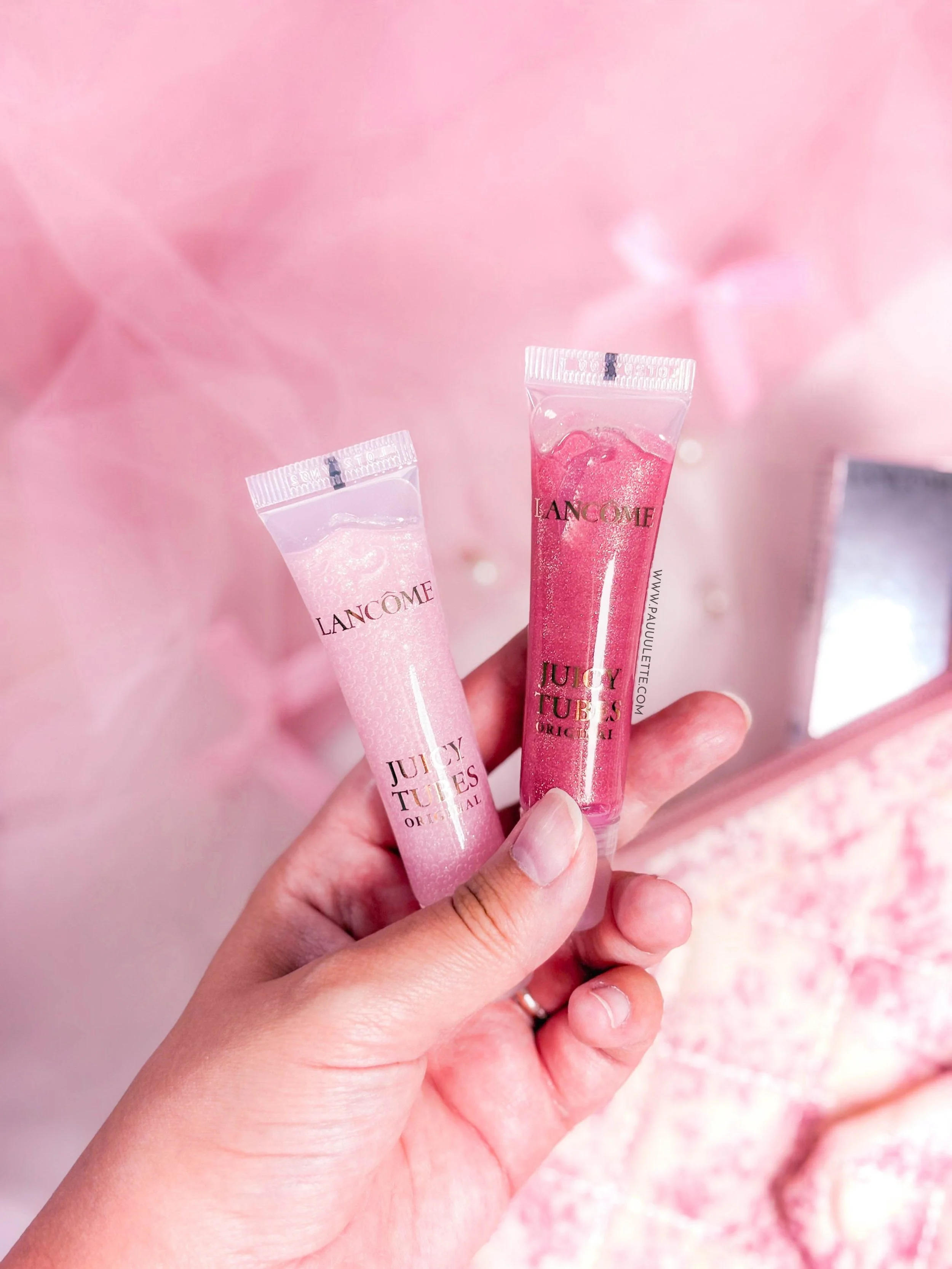 Lancôme Juicy Tubes 05 Marshmallow Electro et 07 Magic Spell, gros plan