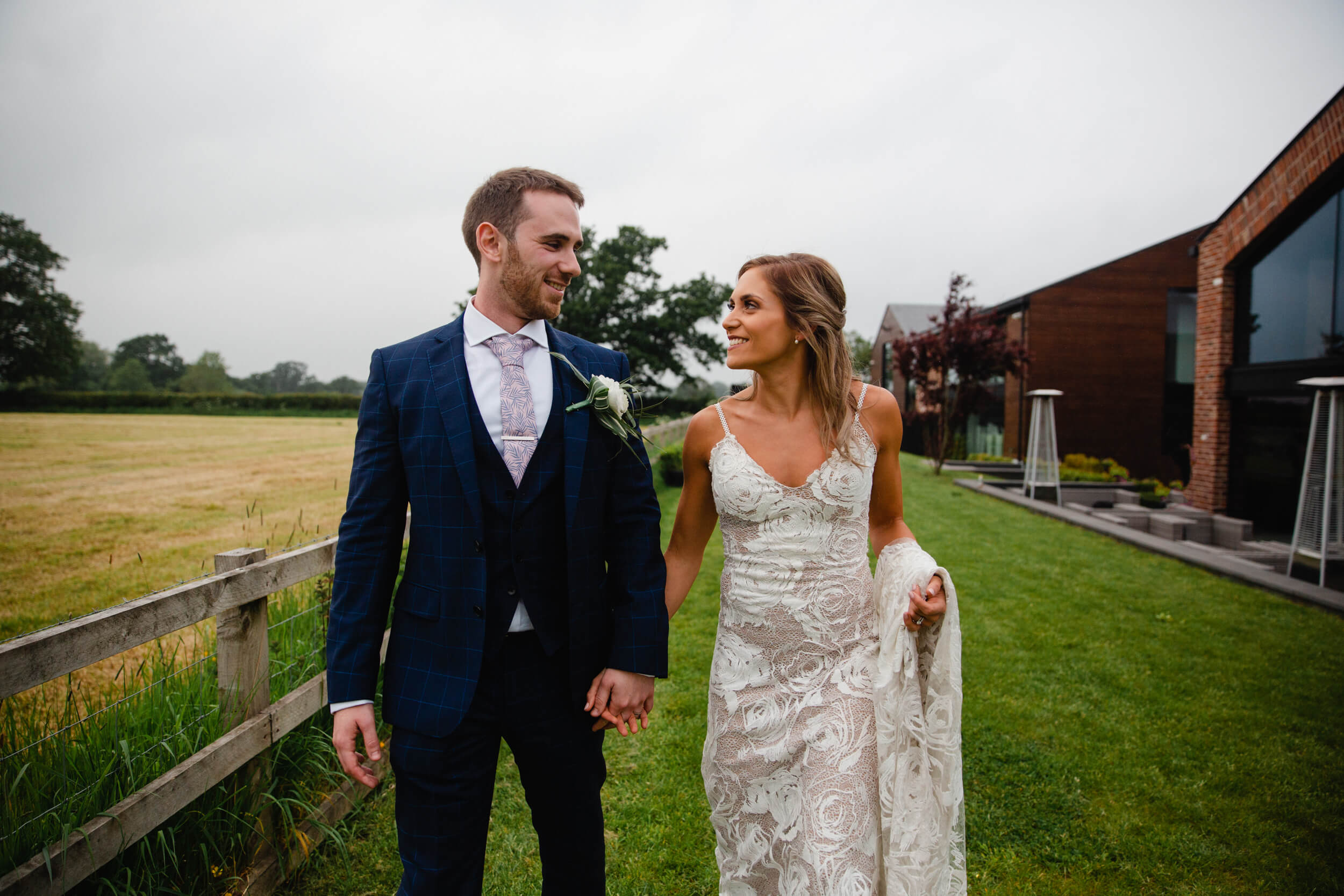 Bride and Groom in Grounds of The Colony HQ Wedding Venue