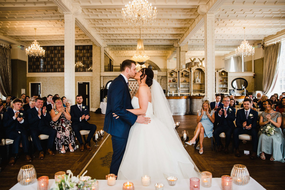 First Kiss of Bride and Groom at 30 James Street Hotel