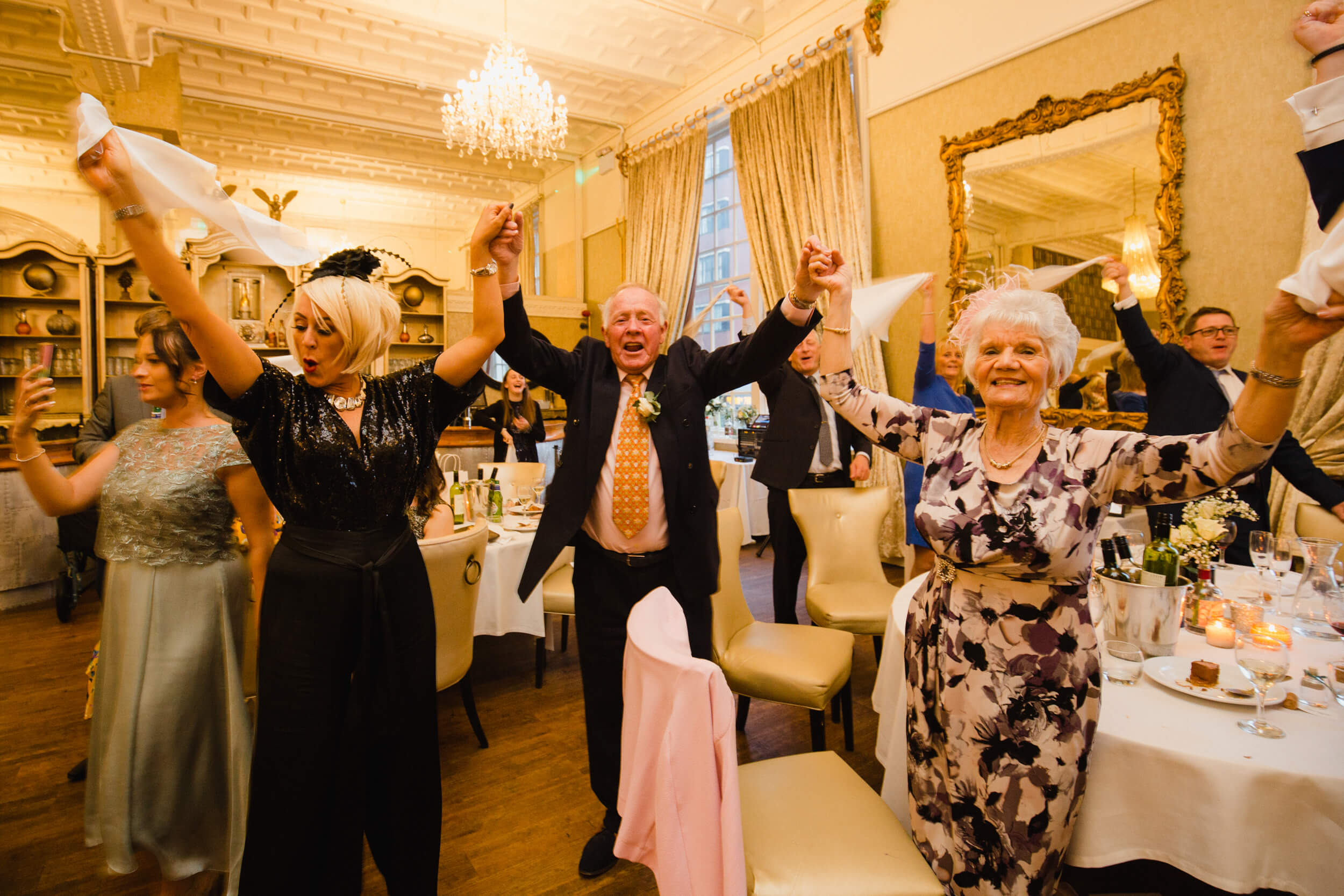 Wedding Guests partying and singing