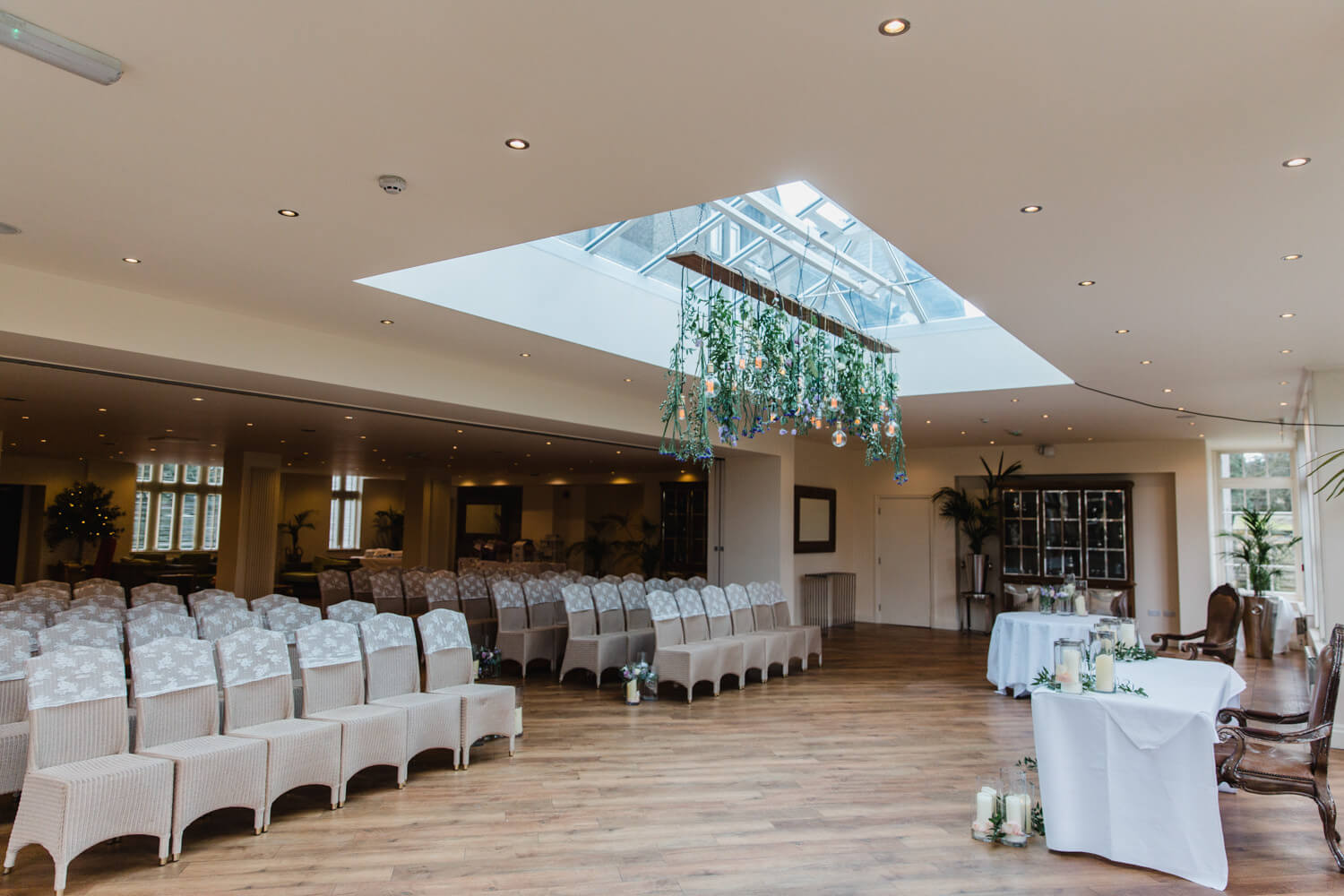wedding ceremony set up at Mitton Hall