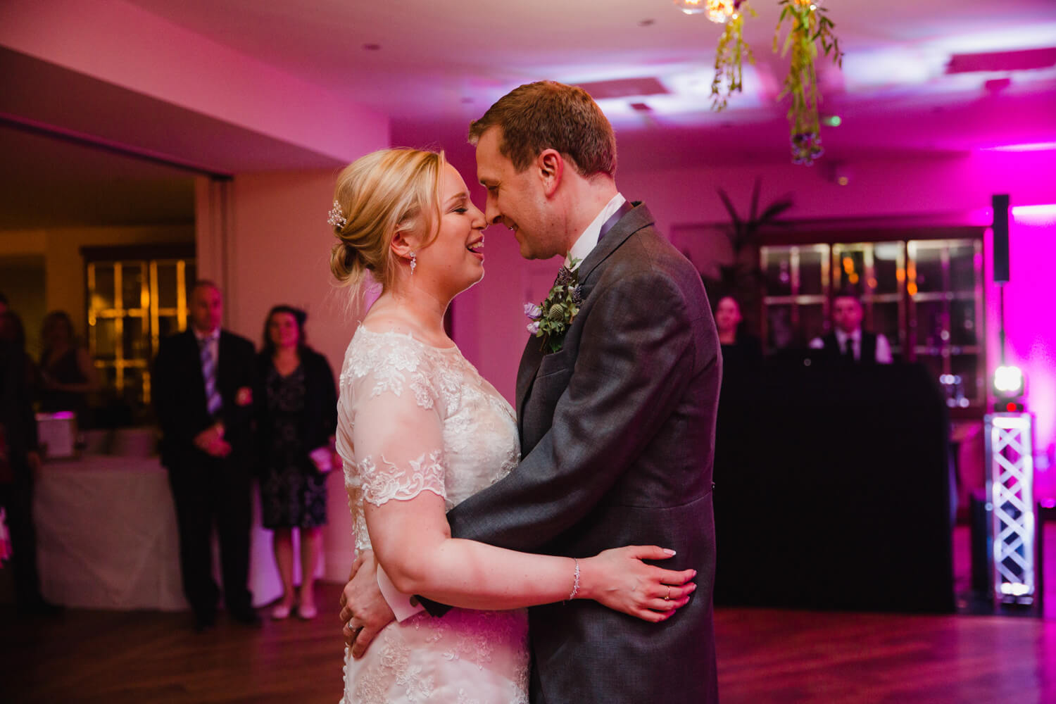 close up intimate photograph of newlyweds first dance together