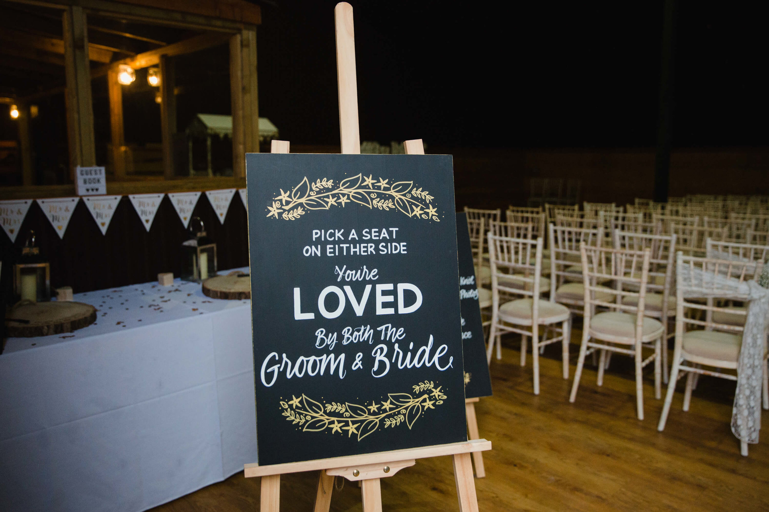wedding inventory sign asking guests to share spaces