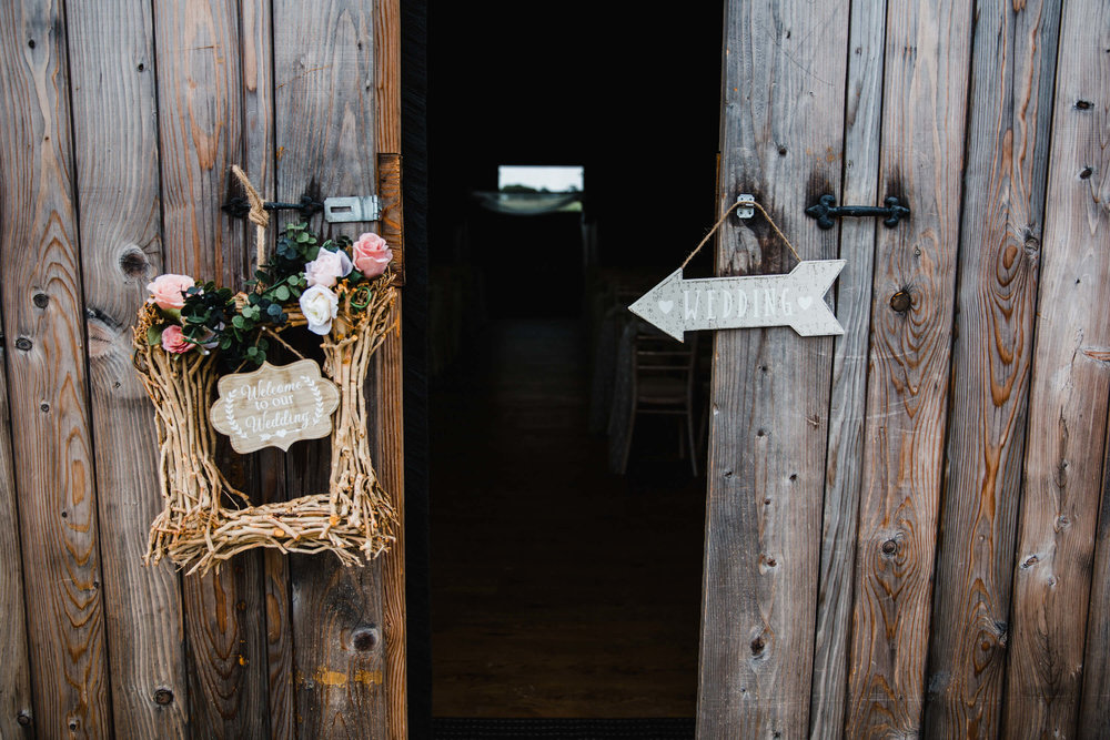 Entrance doorway to stock farm wedding venue