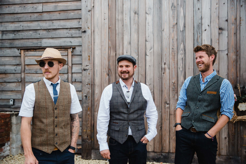 wedding guests dressed in tweed goods ready for the ceremony in store