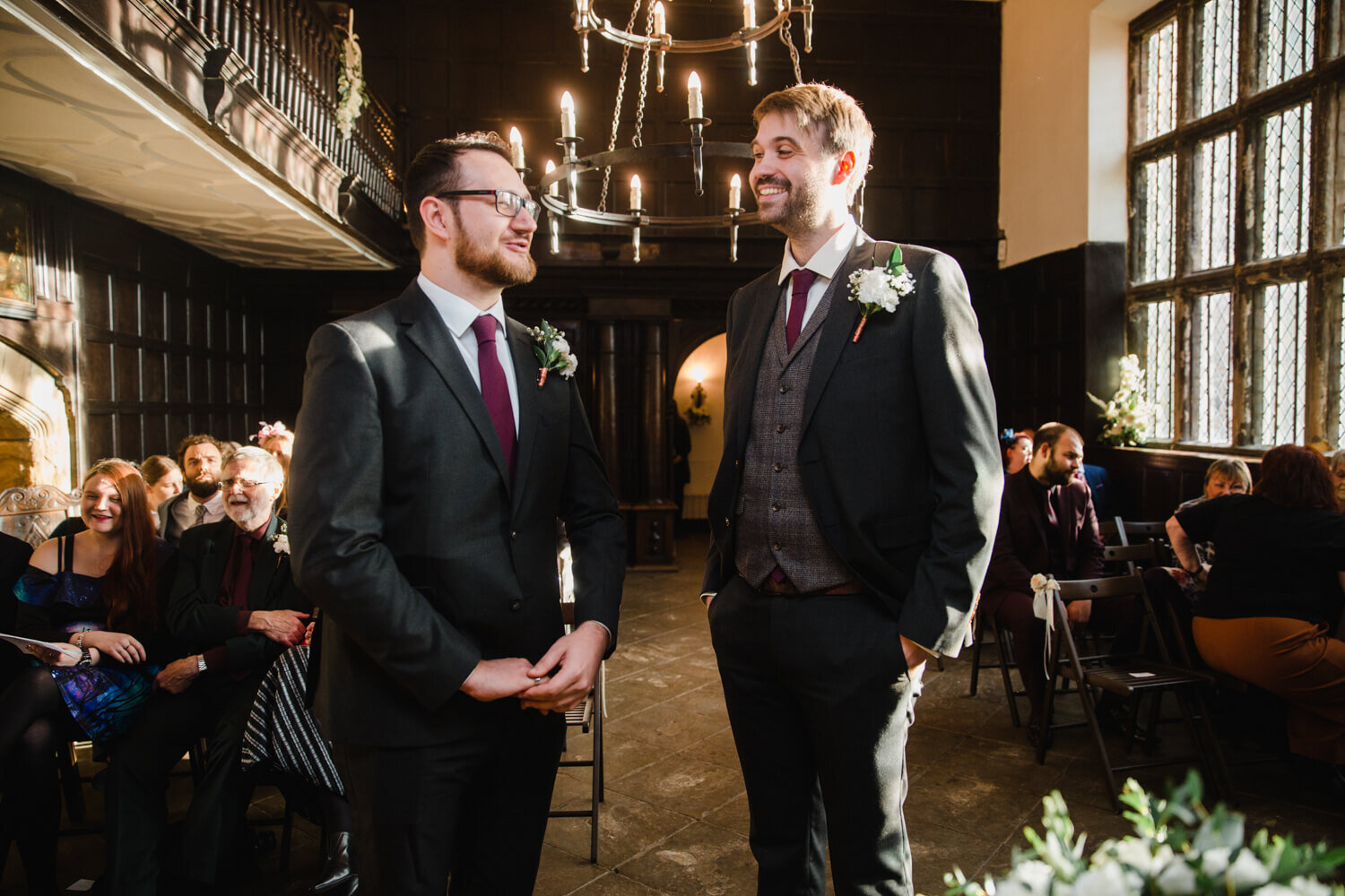groom and best man at top of aisle before service commences