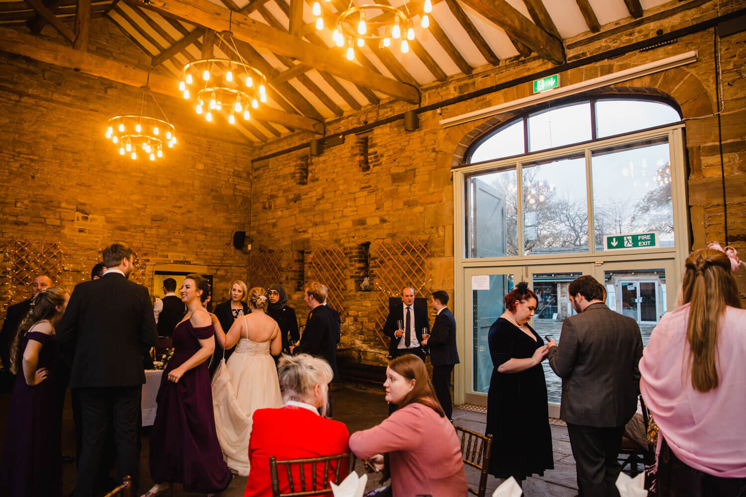 wide angle lens photograph of reception venue at Oakwell Hall