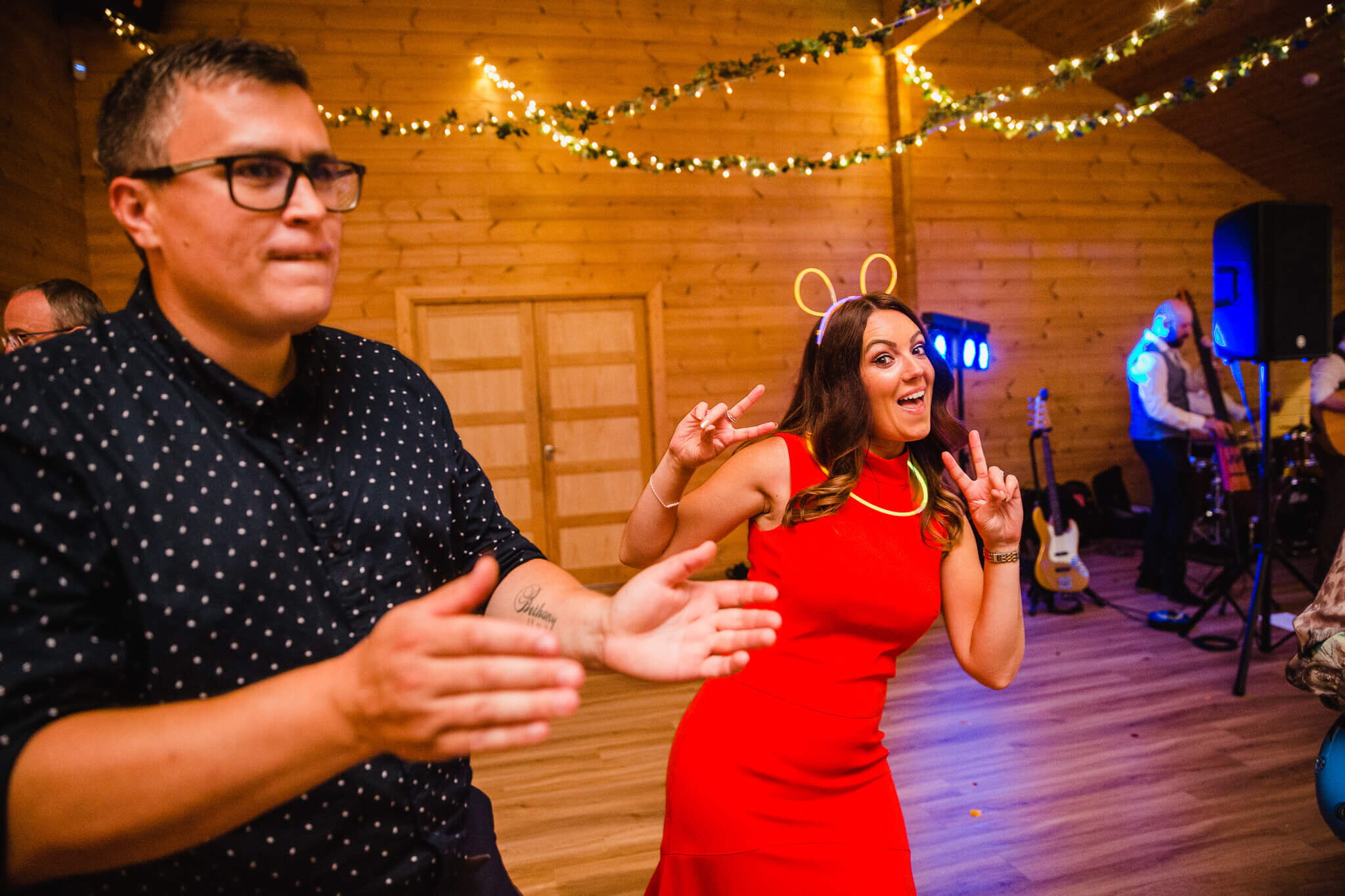 wedding guests having fun on dance floor